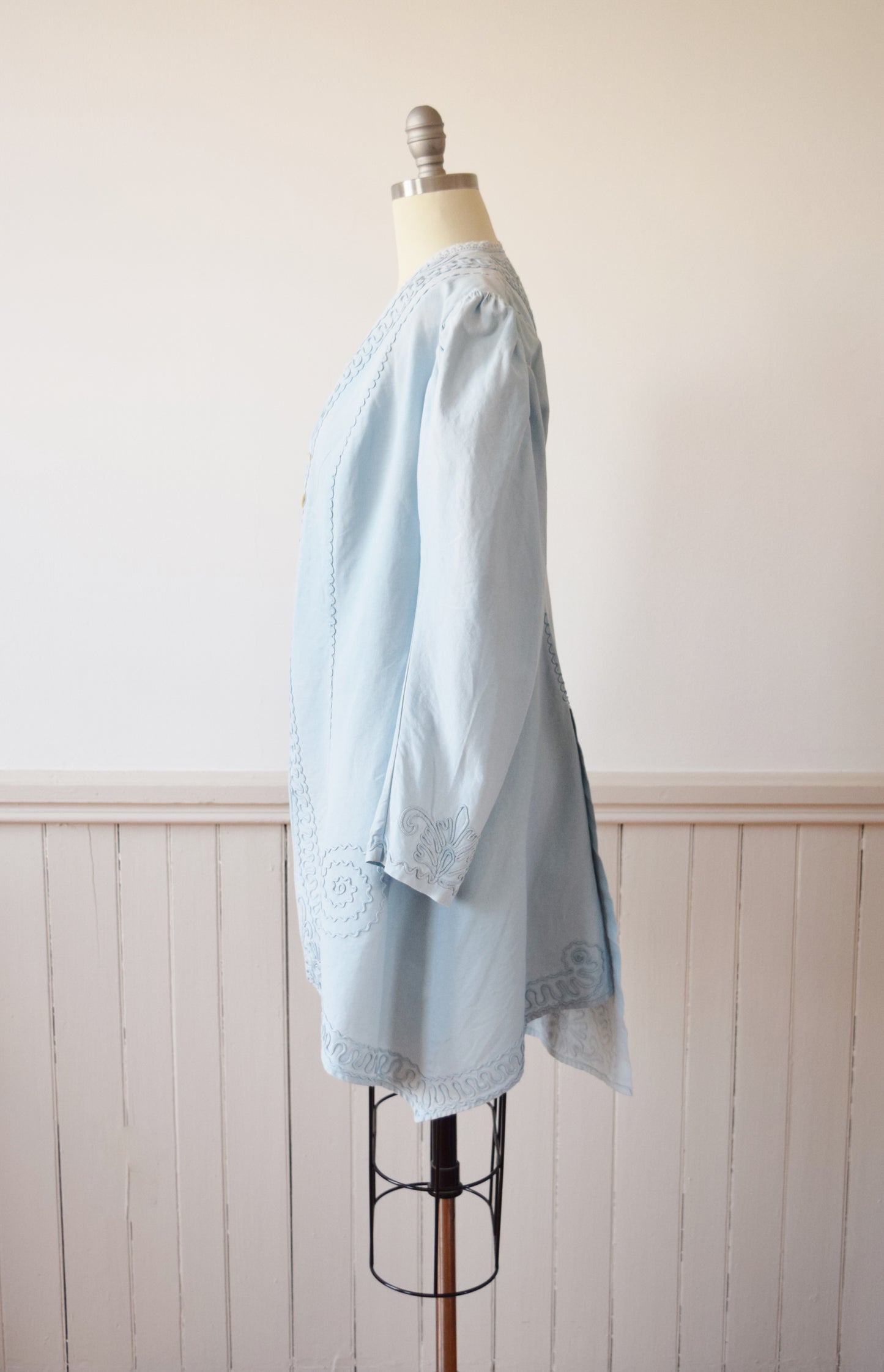 Edwardian Pale Blue Cotton Walking Jacket | M-L