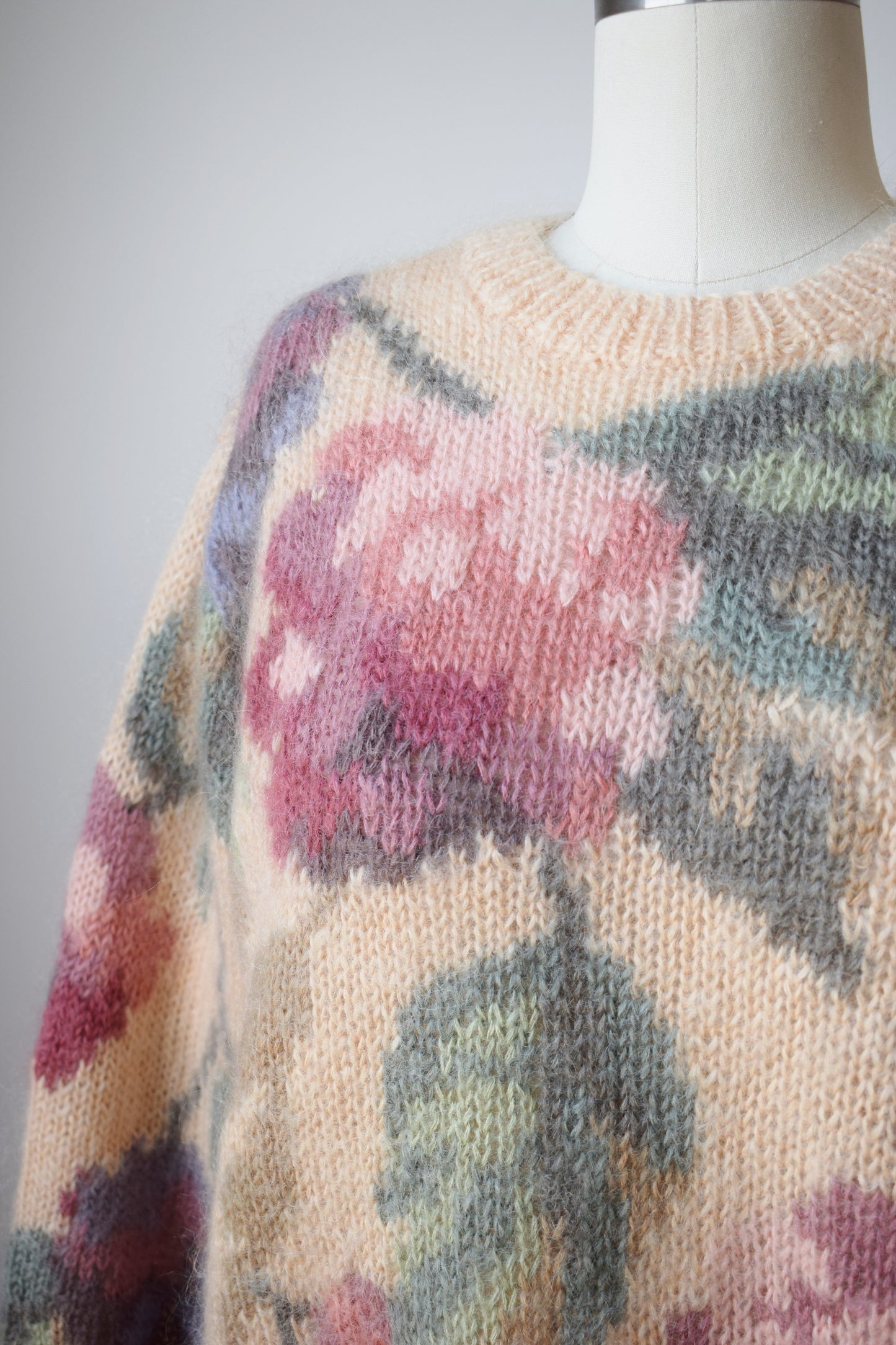 Vintage Floral Mohair Pullover | L