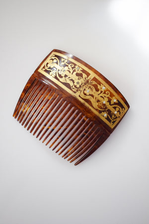Large Antique Rhinestone Decorated Celluloid Haircomb