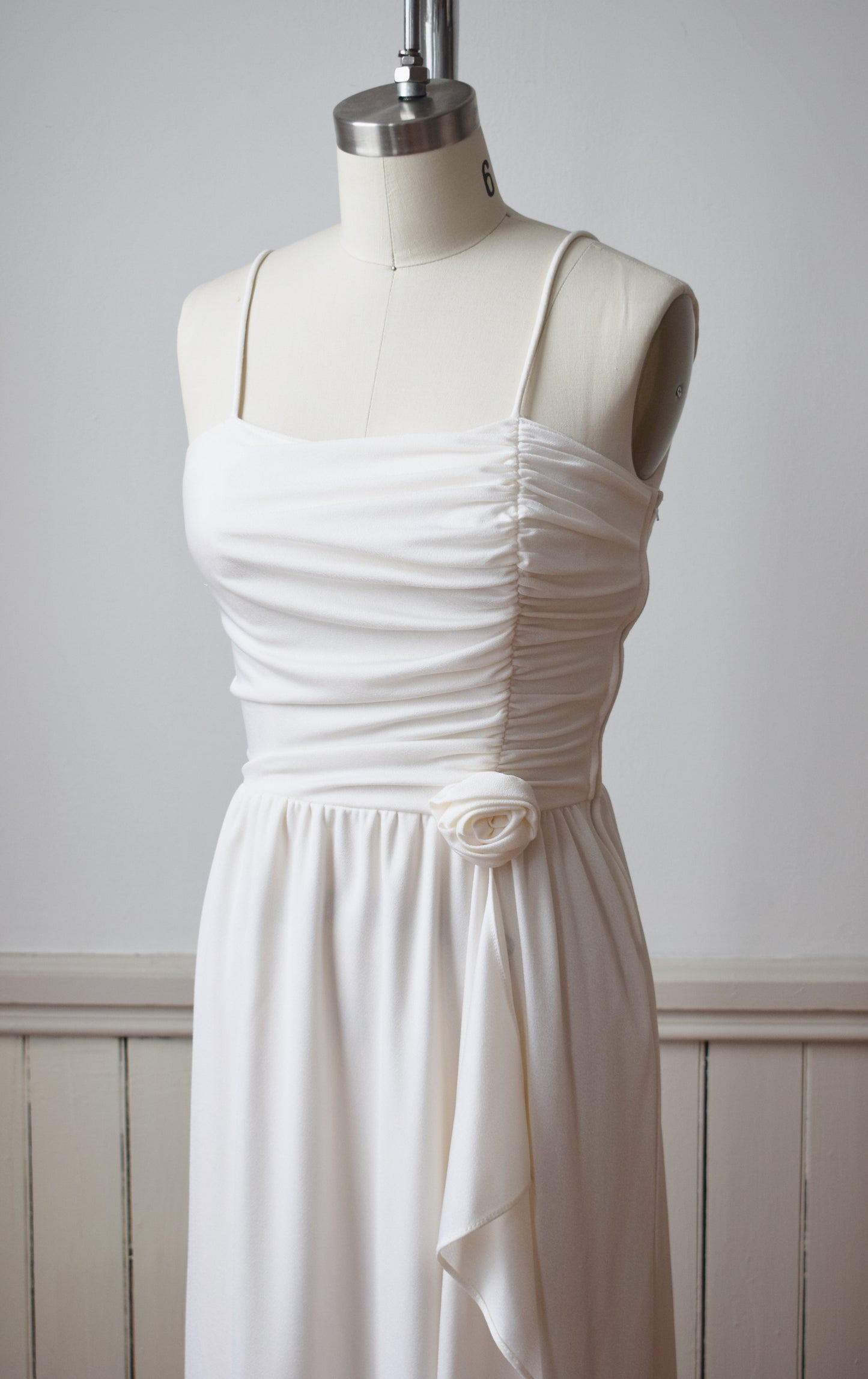 1970s Cream Knit Wrap Dress | XS
