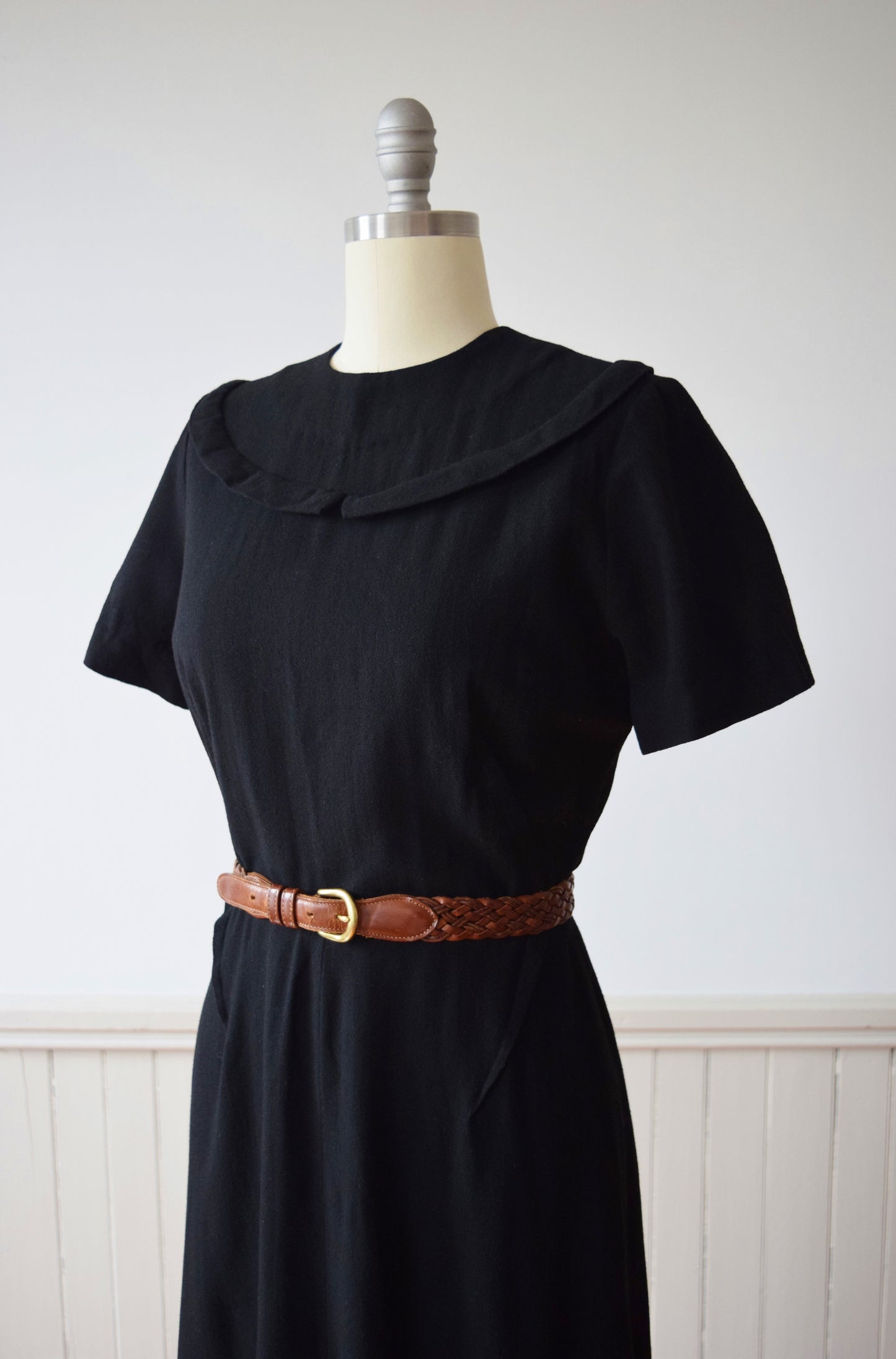 1960s Black Wool Sheath Dress | Early 1960s Vintage Dress | M