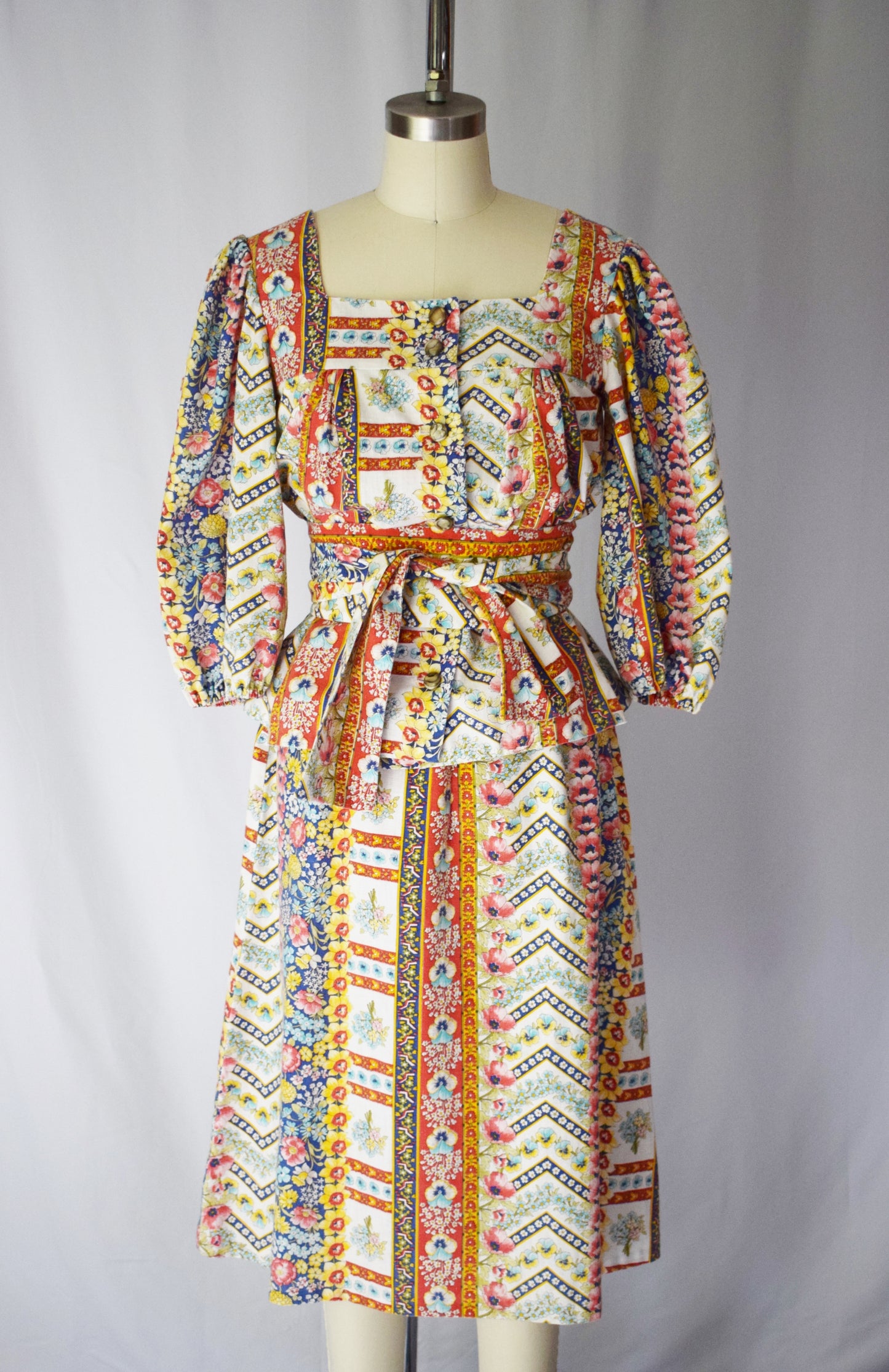 1970s Peasant Blouse and Skirt Set | XS