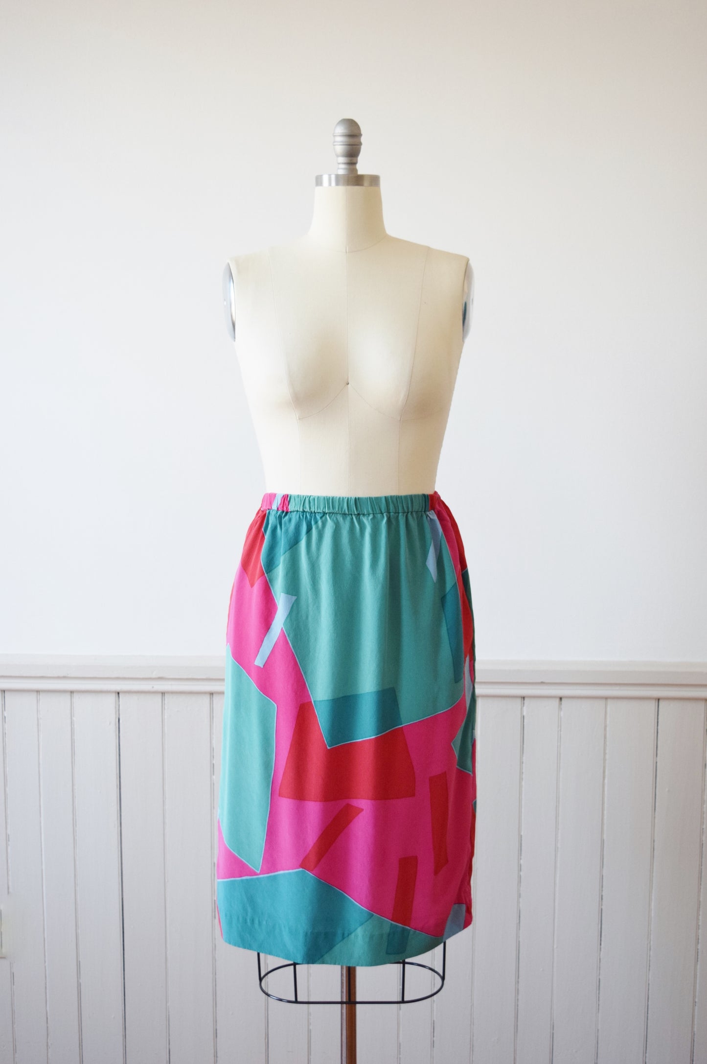 Silk Tunic and Skirt Set in Abstract Watermelon | S/M