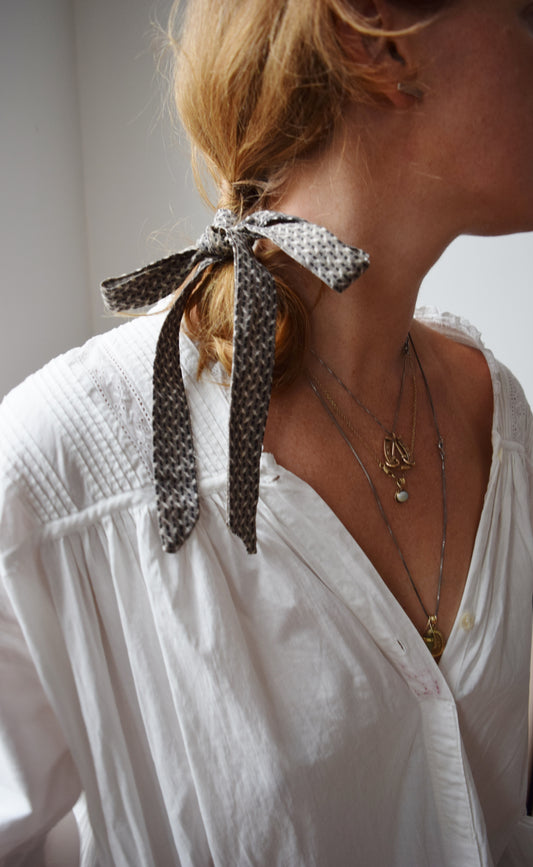 Antique Calico Ribbon Tie for Hair/Neck/Waist