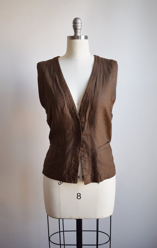 Vintage Eileen Fisher Linen Vest | M