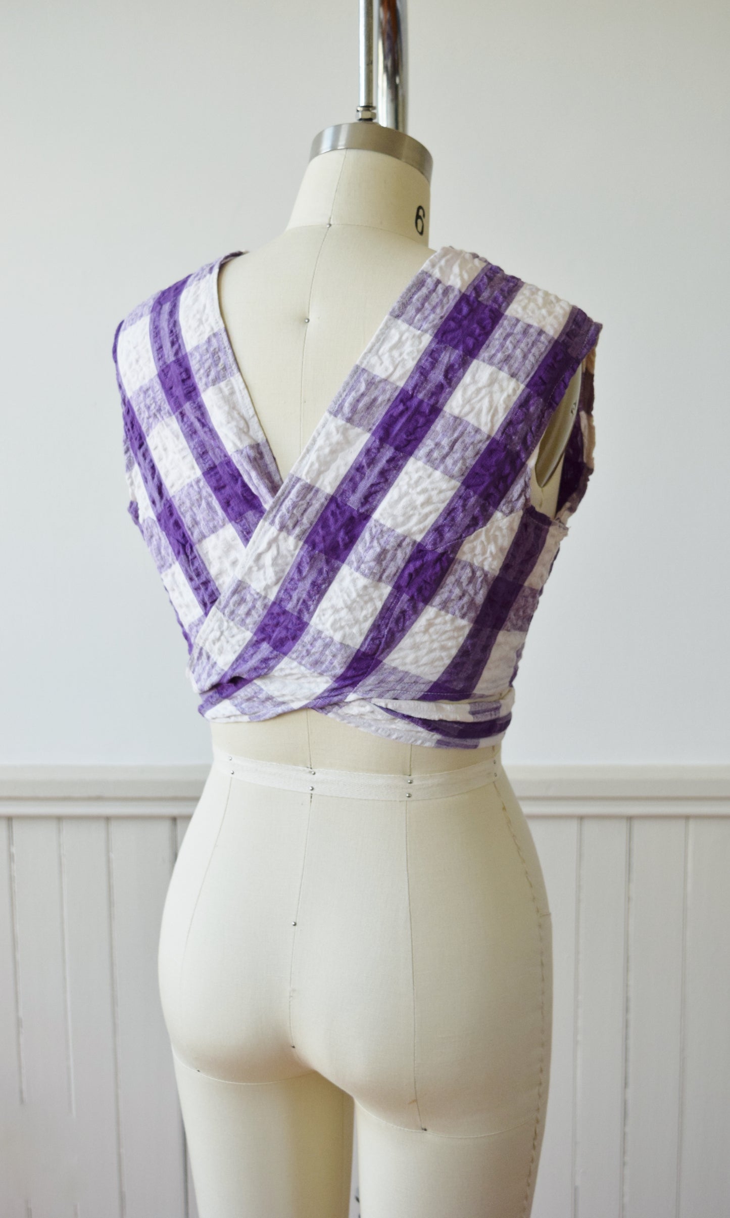 Gingham Wrap Top | 1970s | S/M/L