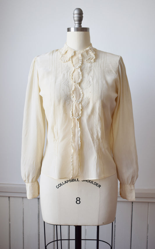 1930s/40s Silk Blouse | M
