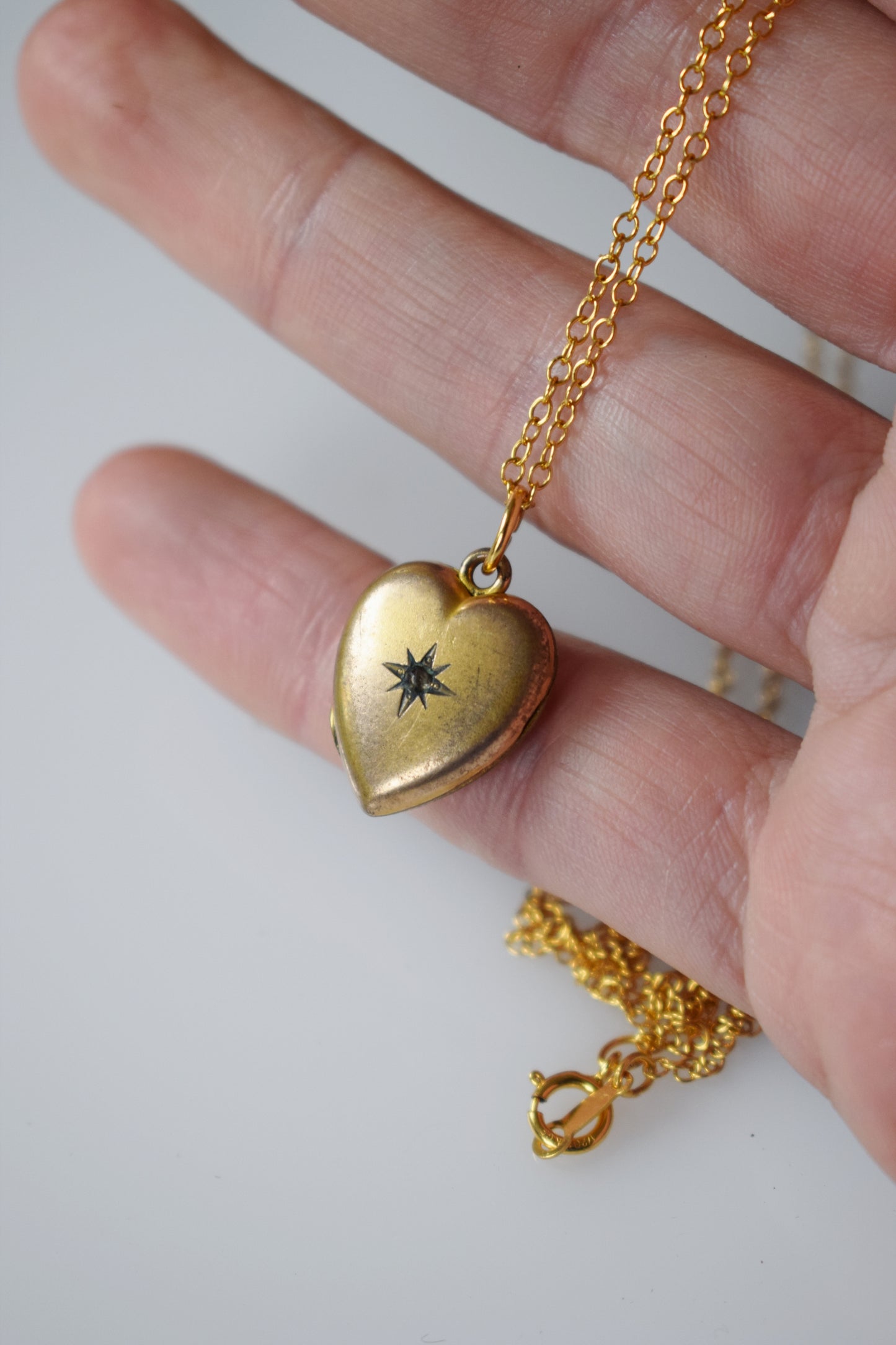 Vintage Petite Heart Locket with Starburst