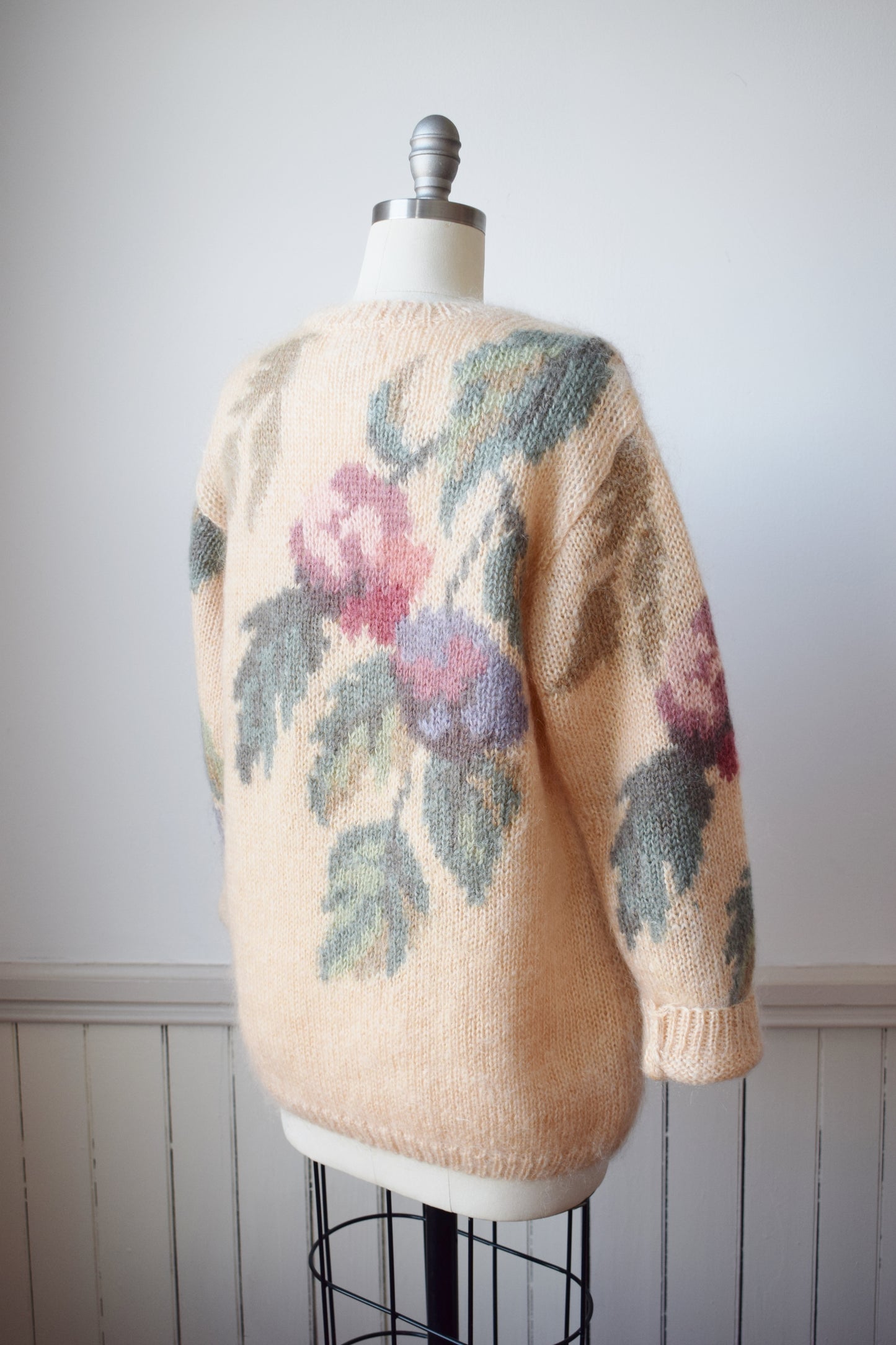 Vintage Floral Mohair Pullover | L