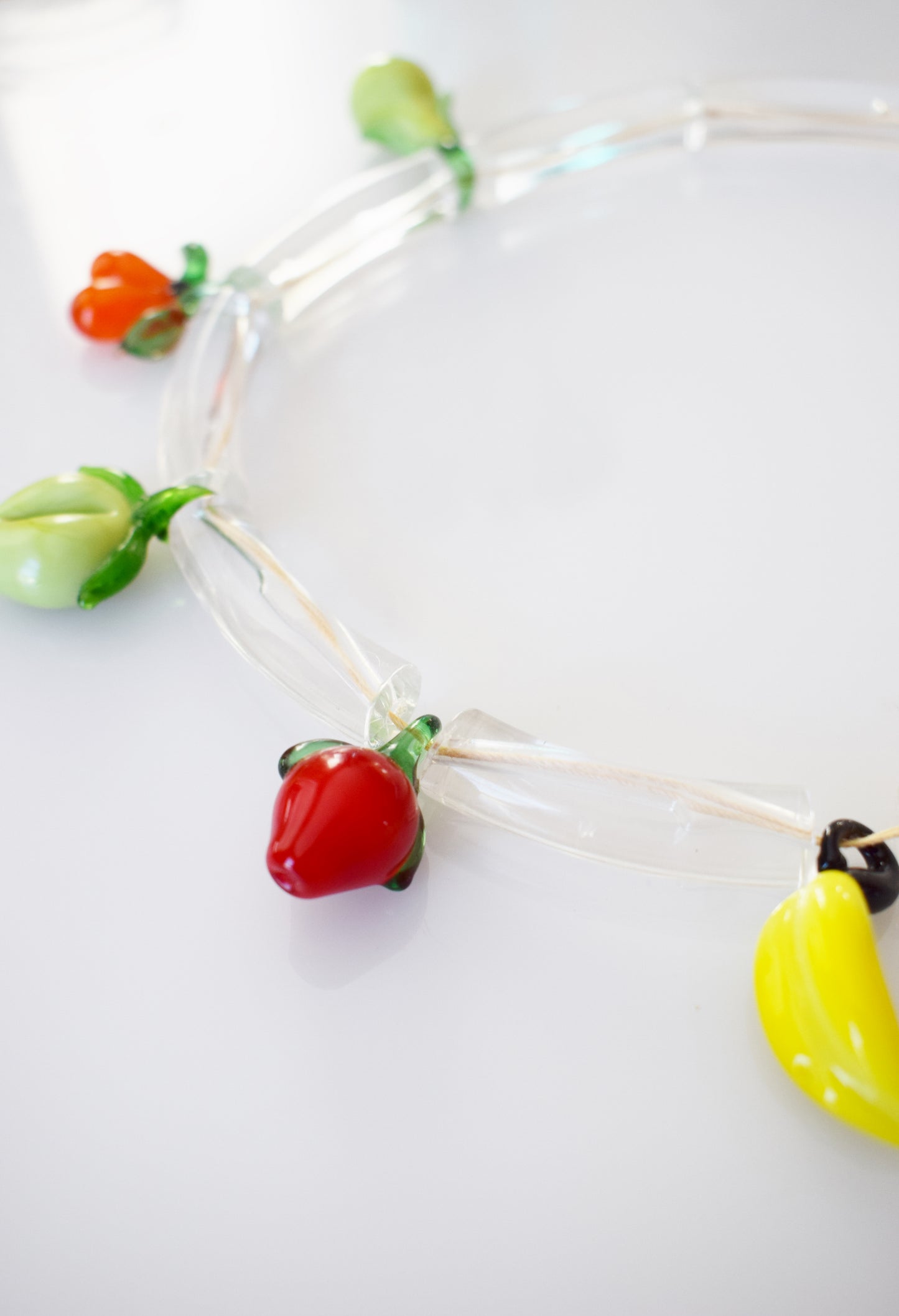 Vintage Glass Fruit and Lucite Collar Necklace