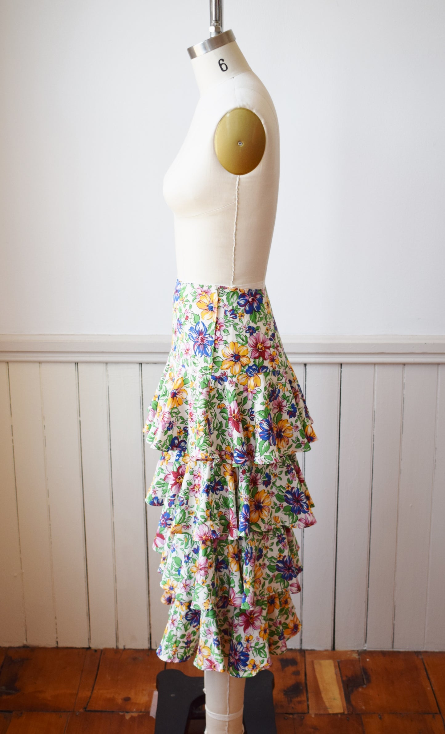 Vintage Norma Kamali Tiered Ruffle Skirt | XS