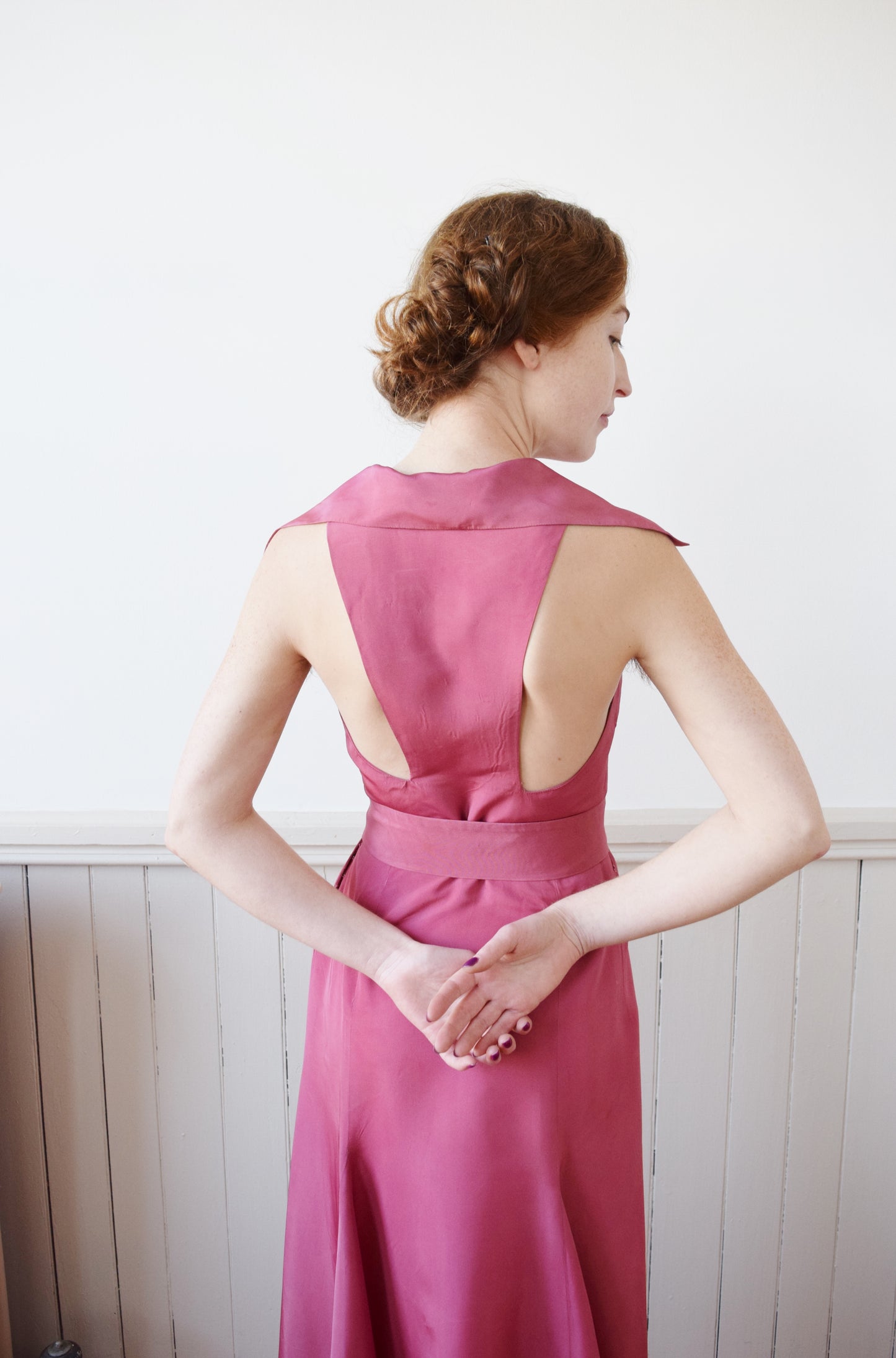 1930s 3 Piece Pink Taffeta Gown |  XXS/XS