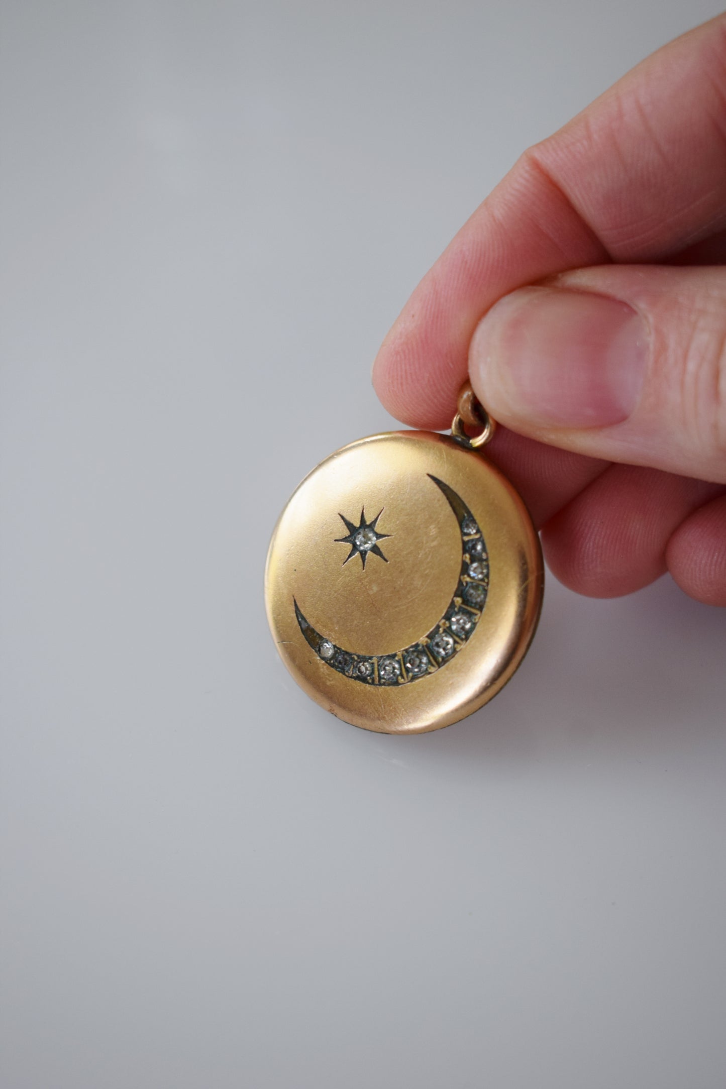 Antique Crescent Moon and Star Locket