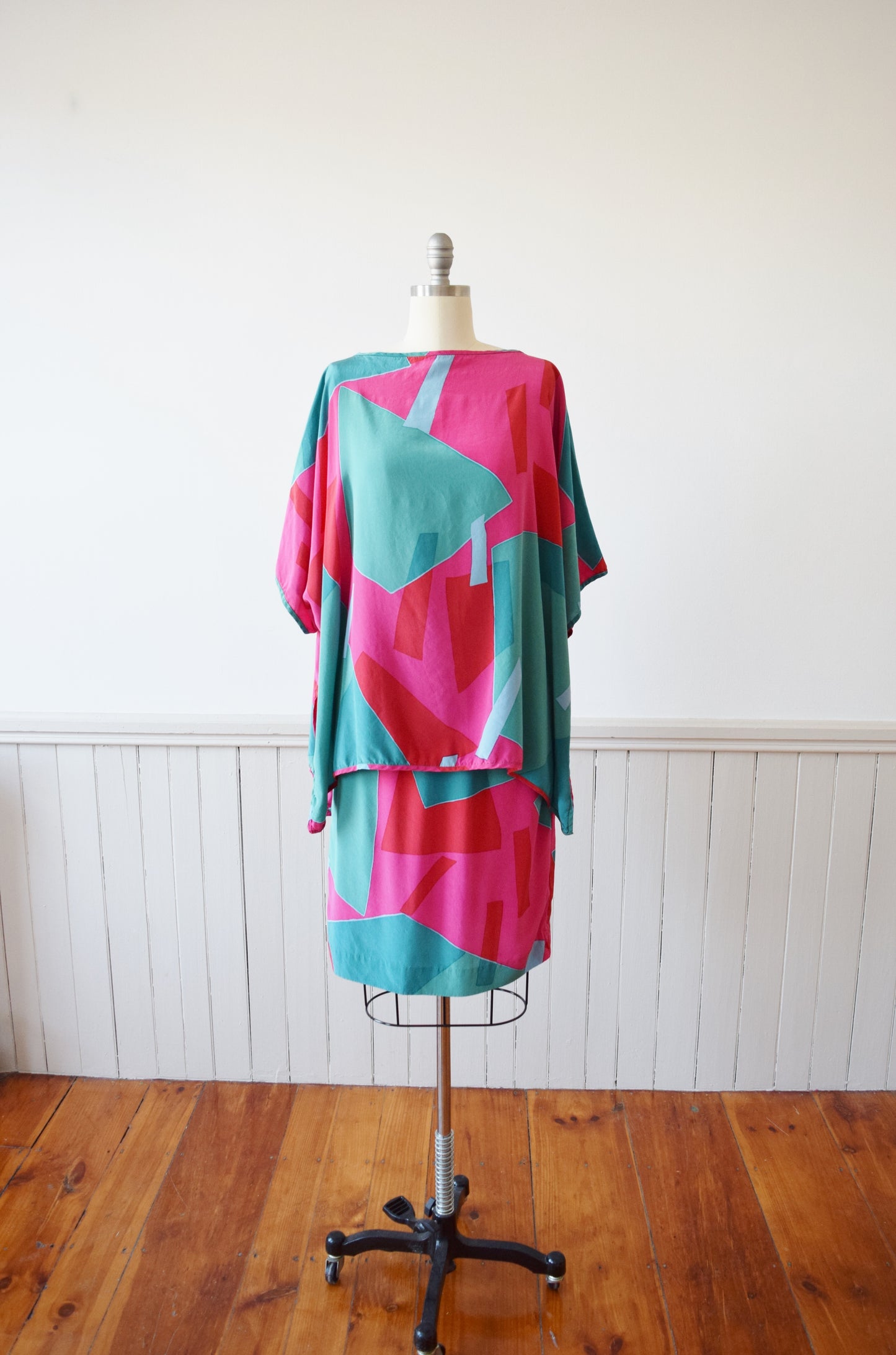 Silk Tunic and Skirt Set in Abstract Watermelon | S/M