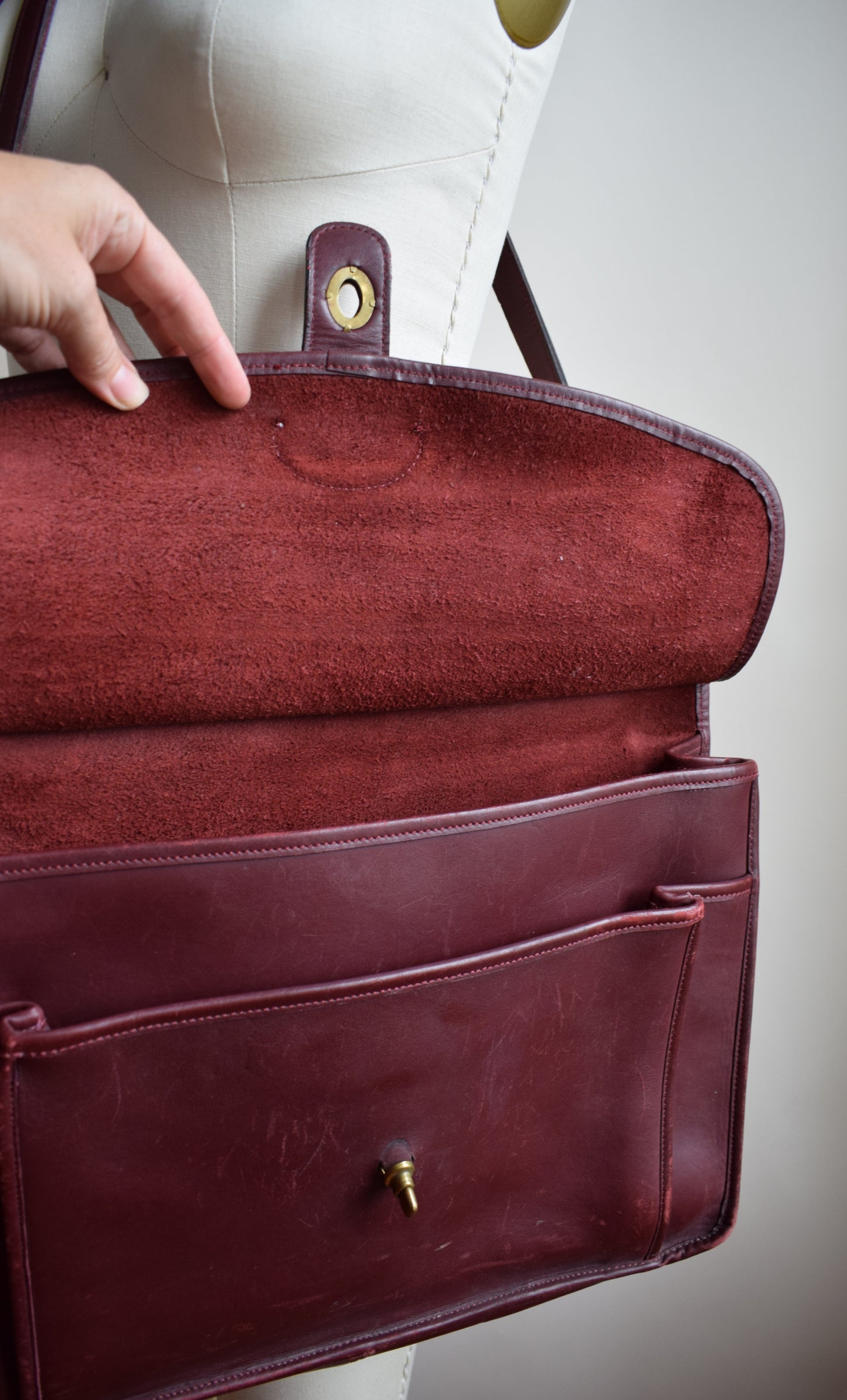 Vintage Burgundy Leather Satchel