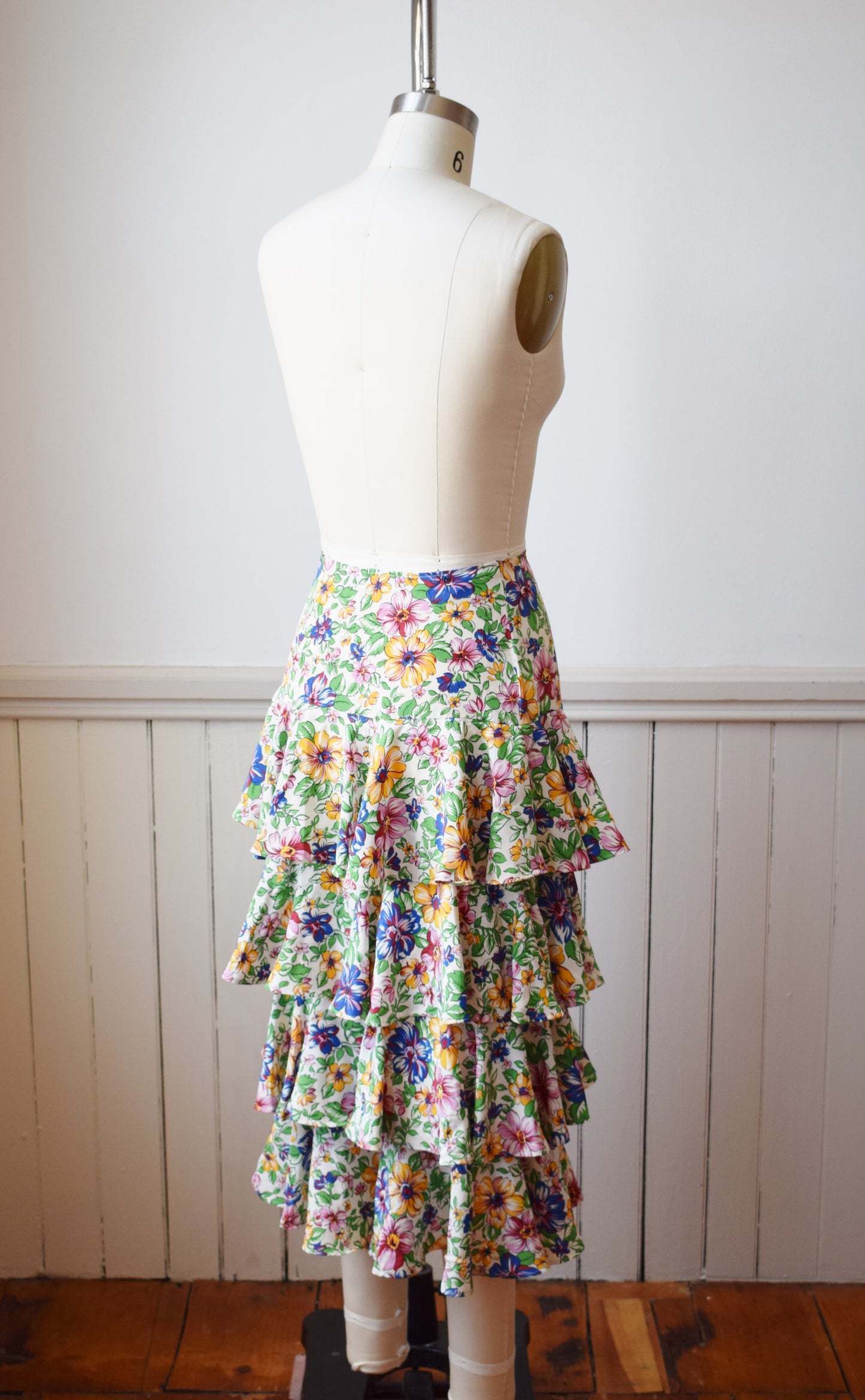 Vintage Norma Kamali Tiered Ruffle Skirt | XS