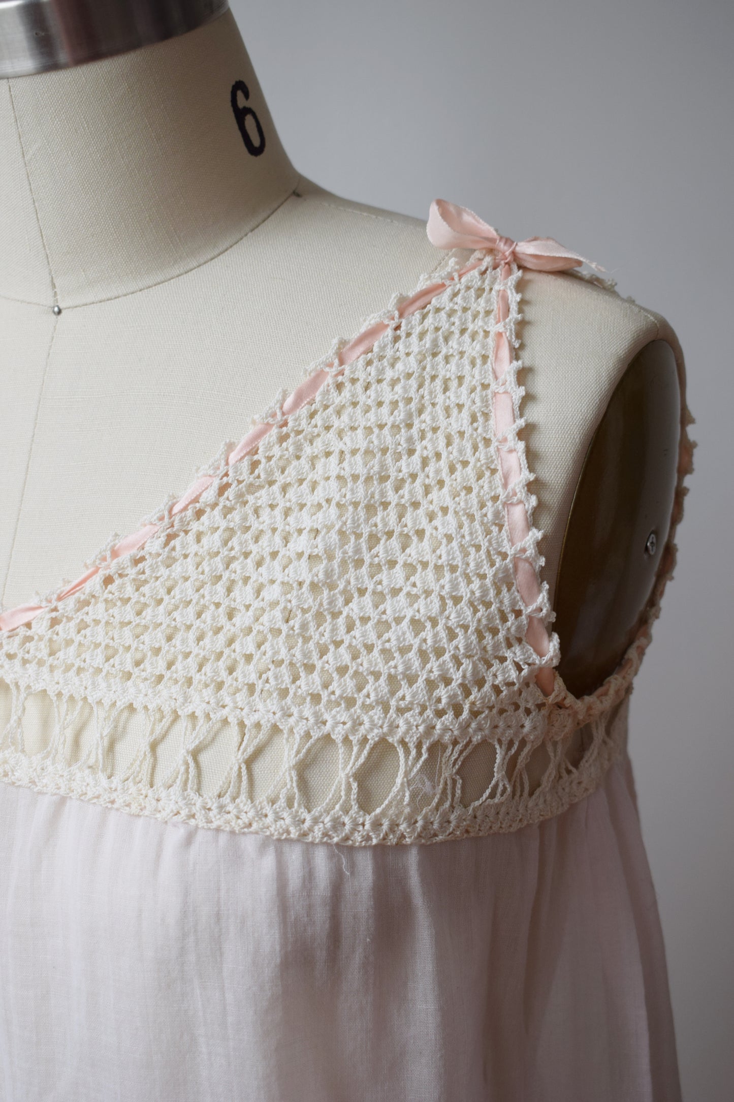 Antique Cotton and Crochet Top | XS/S
