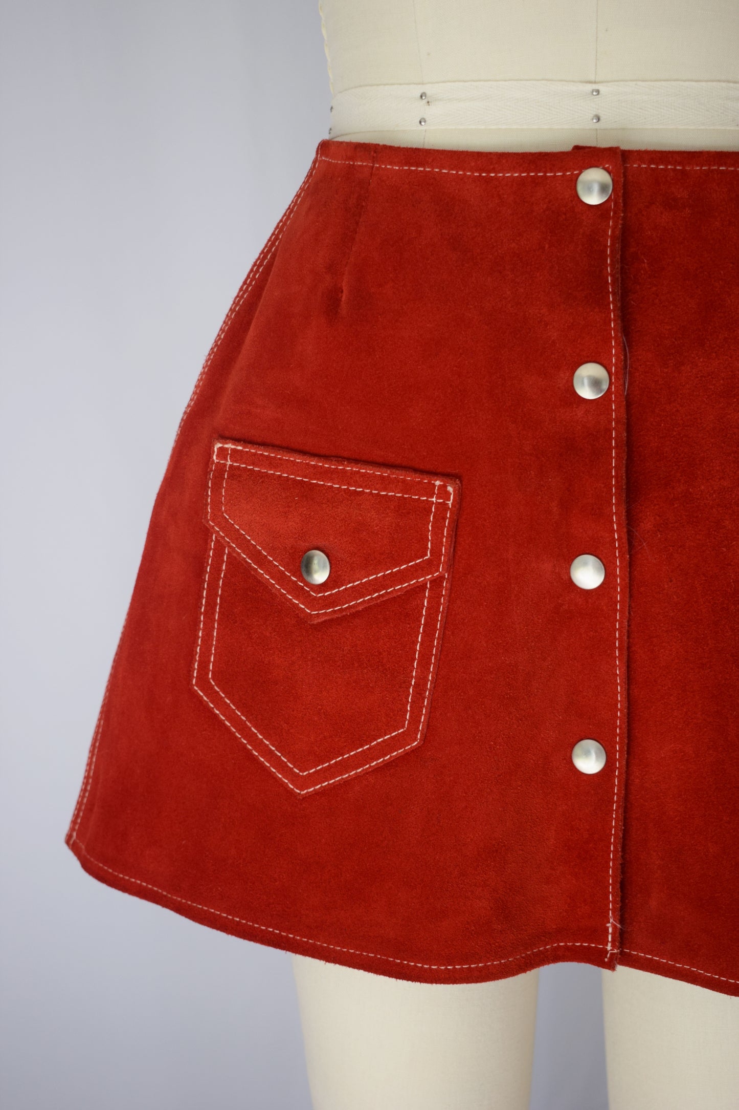1960s/70s Cherry Red Suede Mini Skirt | S