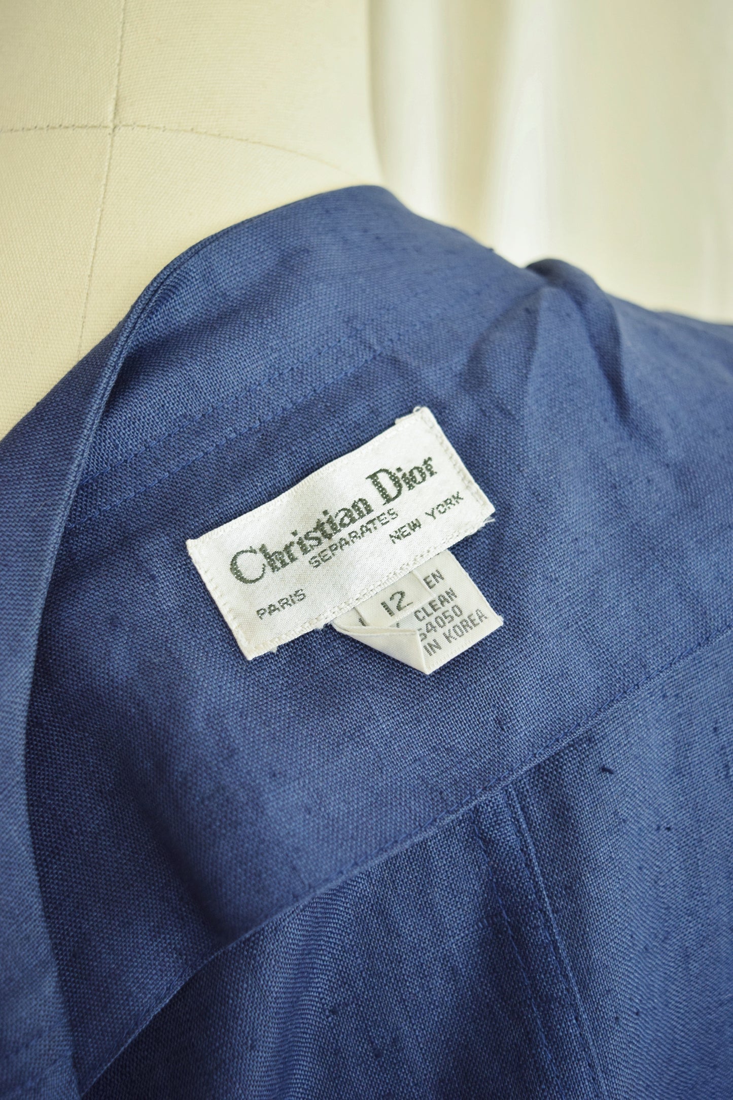 1980s Christian Dior Navy Linen Leisure Jacket and Skirt Coordinates