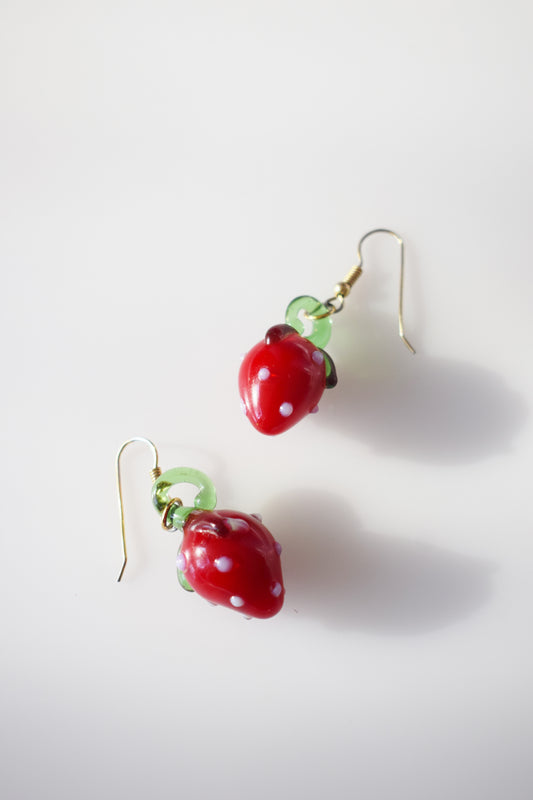 Vintage Glass Strawberry Earrings