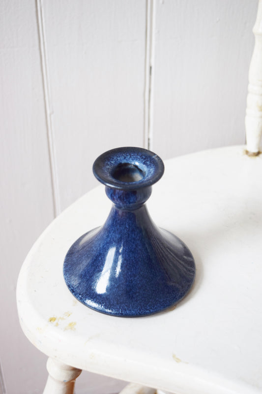 Blue Glazed Studio Pottery Candlestick