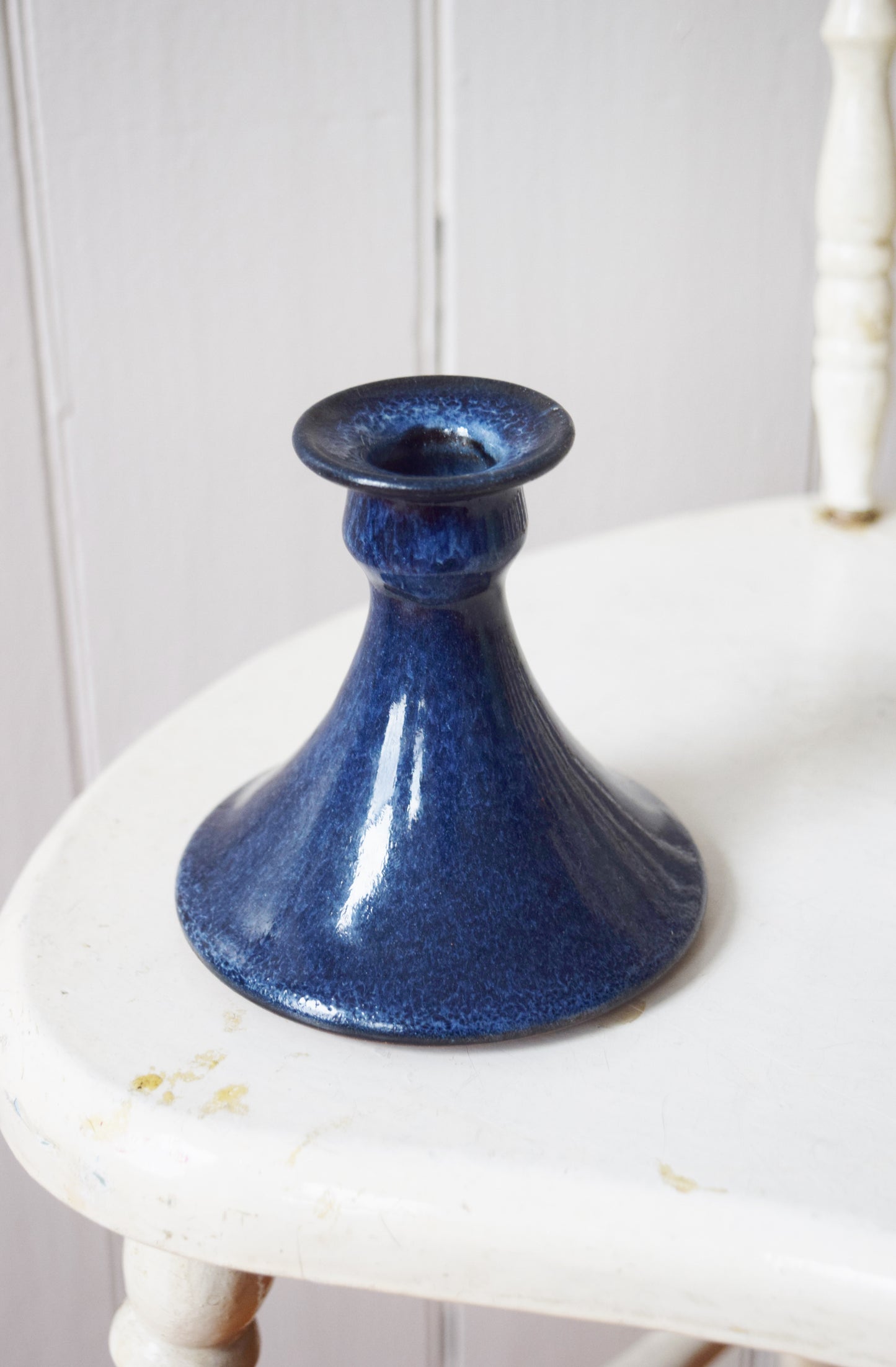 Blue Glazed Studio Pottery Candlestick