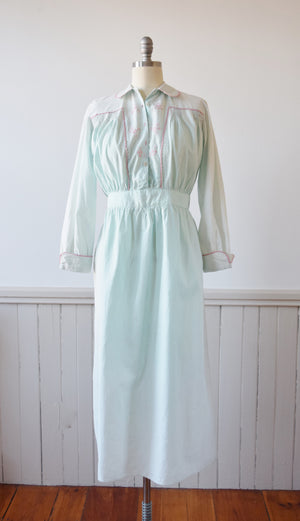 Antique Robin's Egg Blue House Dress | S/M-M/L