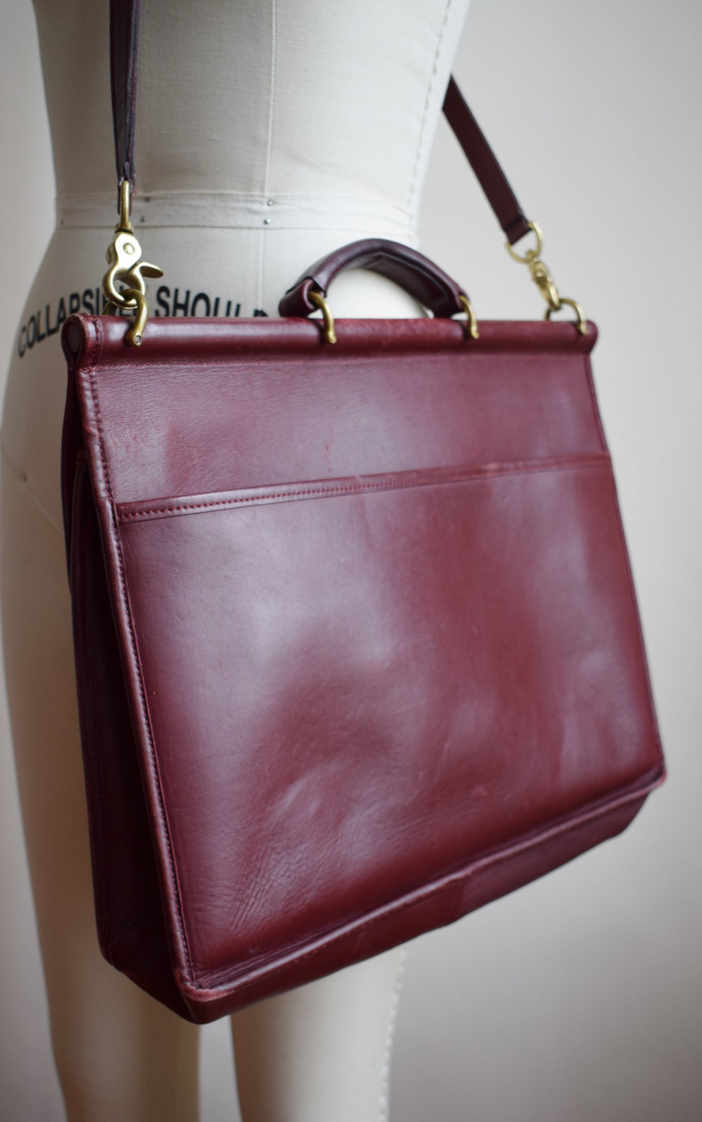 Vintage Burgundy Leather Satchel