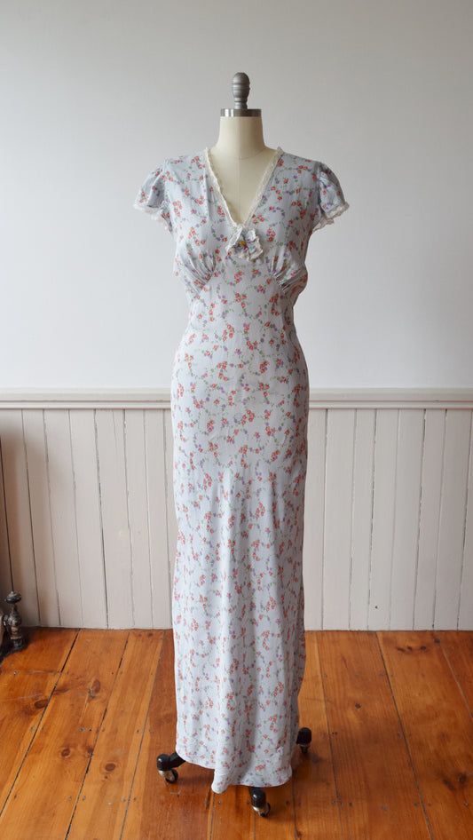 Vintage Bias Cut Nightgown Dress | 1930s | L