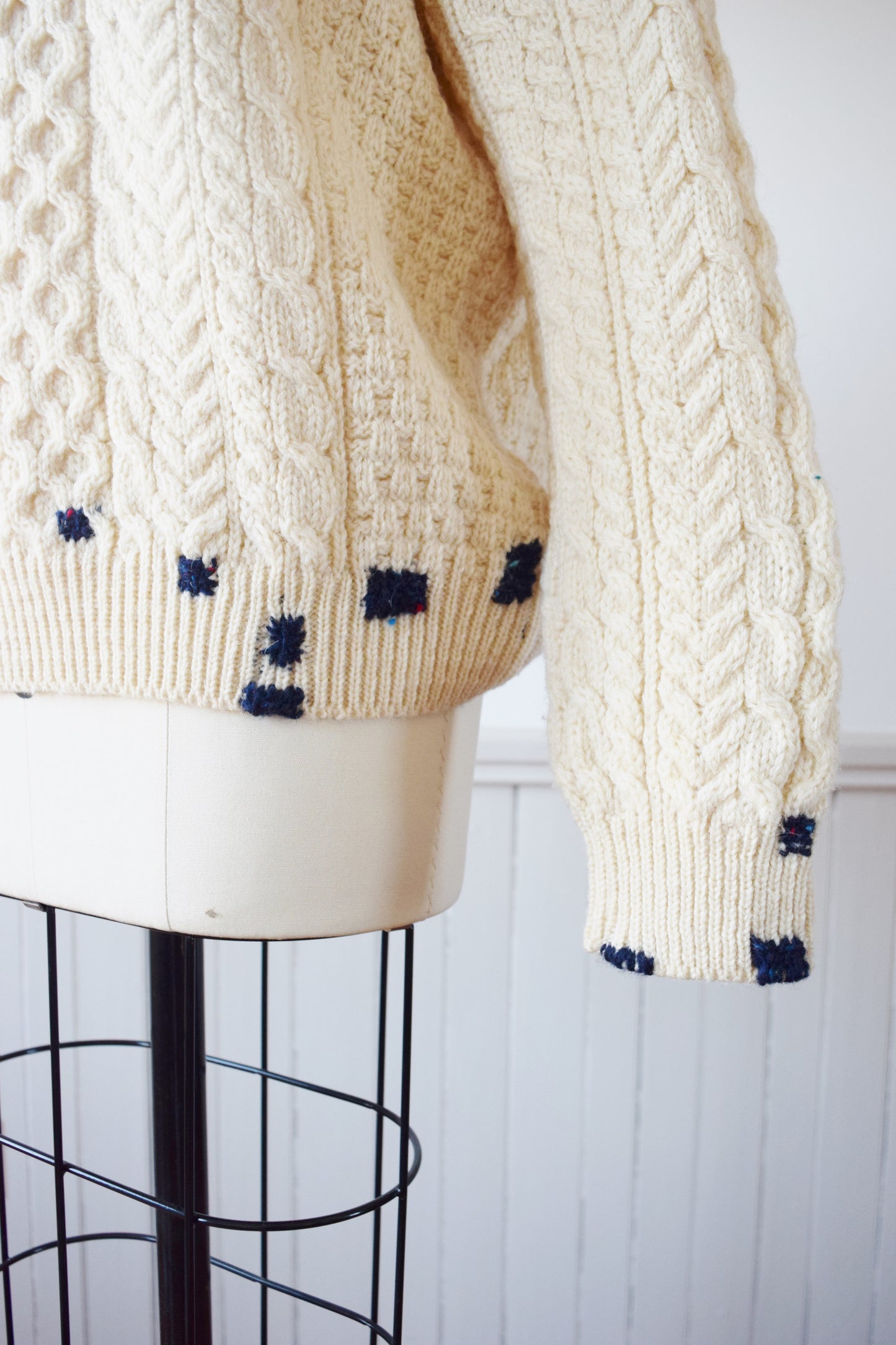 Make-Do Wool Sweater | Irish Cableknit with Custom Mends