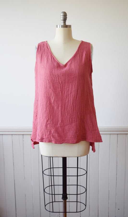 Plum Blossom Crinkle Cotton Tunic Top | L/XL