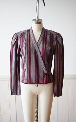 Kenzo Striped Cotton Wrap Top | S