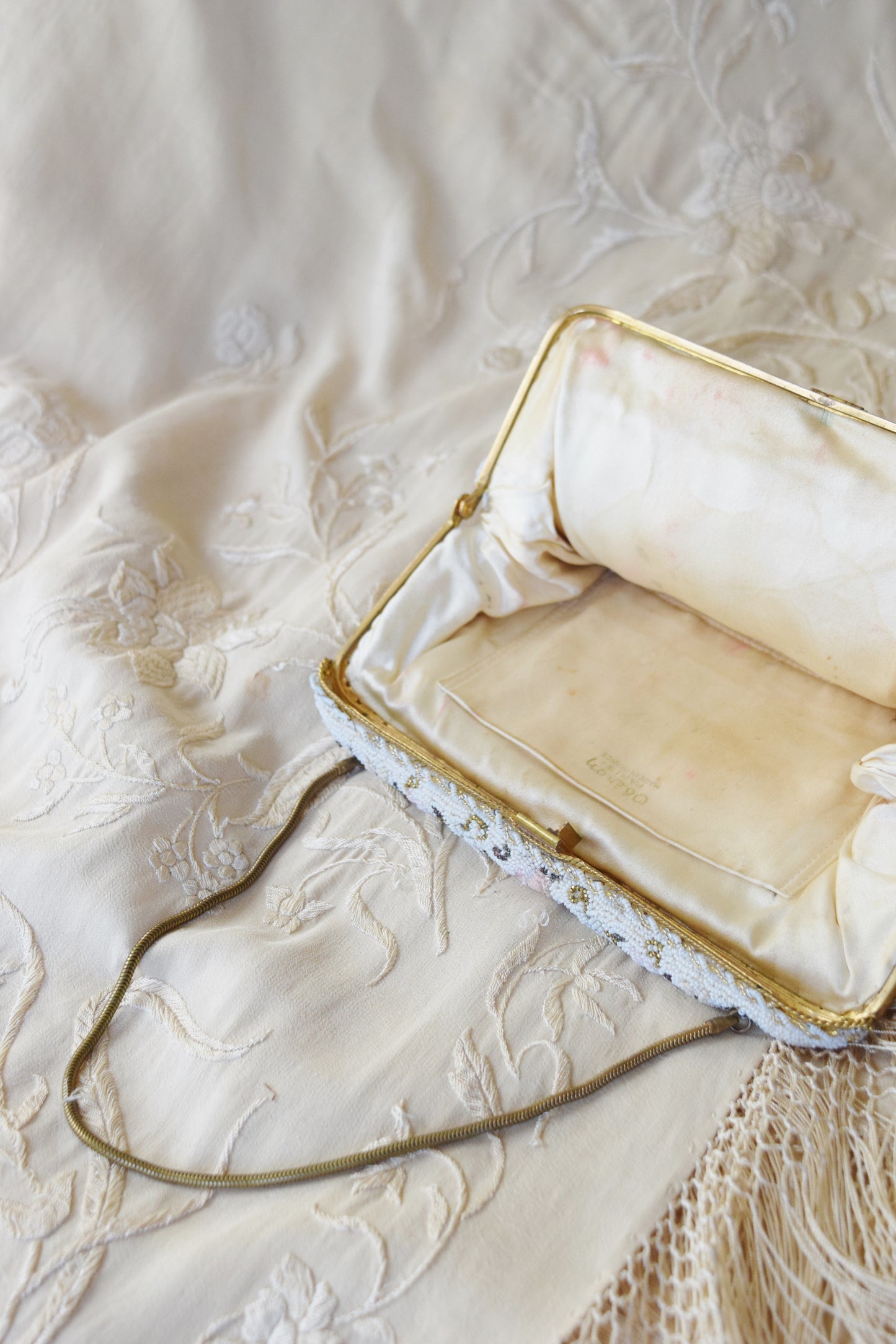Fine French Floral Beaded Clutch | 1950s