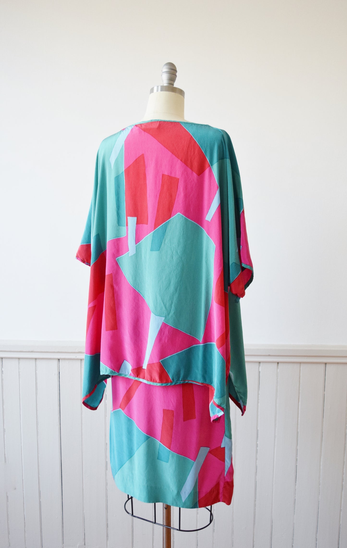 Silk Tunic and Skirt Set in Abstract Watermelon | S/M