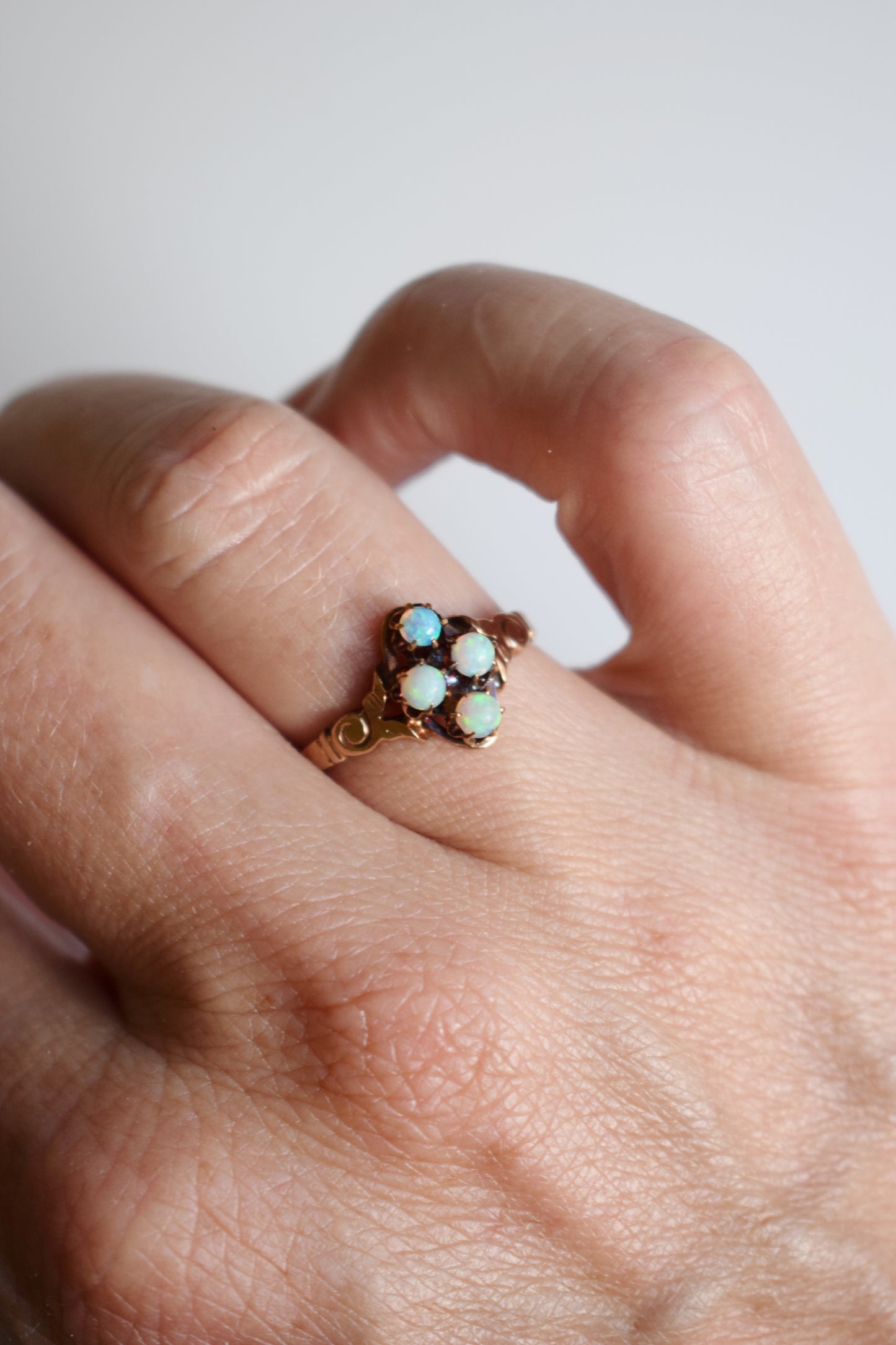 Vintage 10kt Gold and Opal Victorian Revival Ring | size 6 3/4