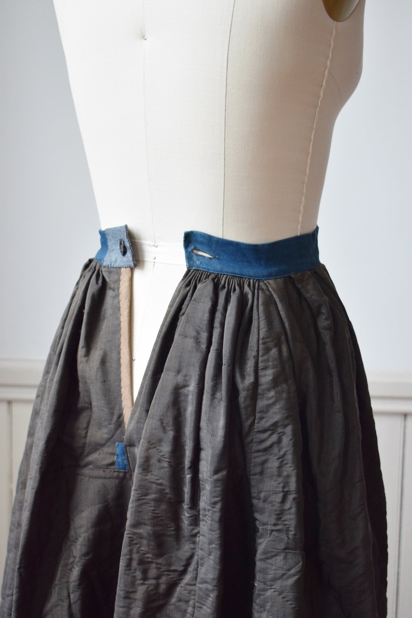 Antique Victorian Quilted Woolen Winter Petticoat | XXS