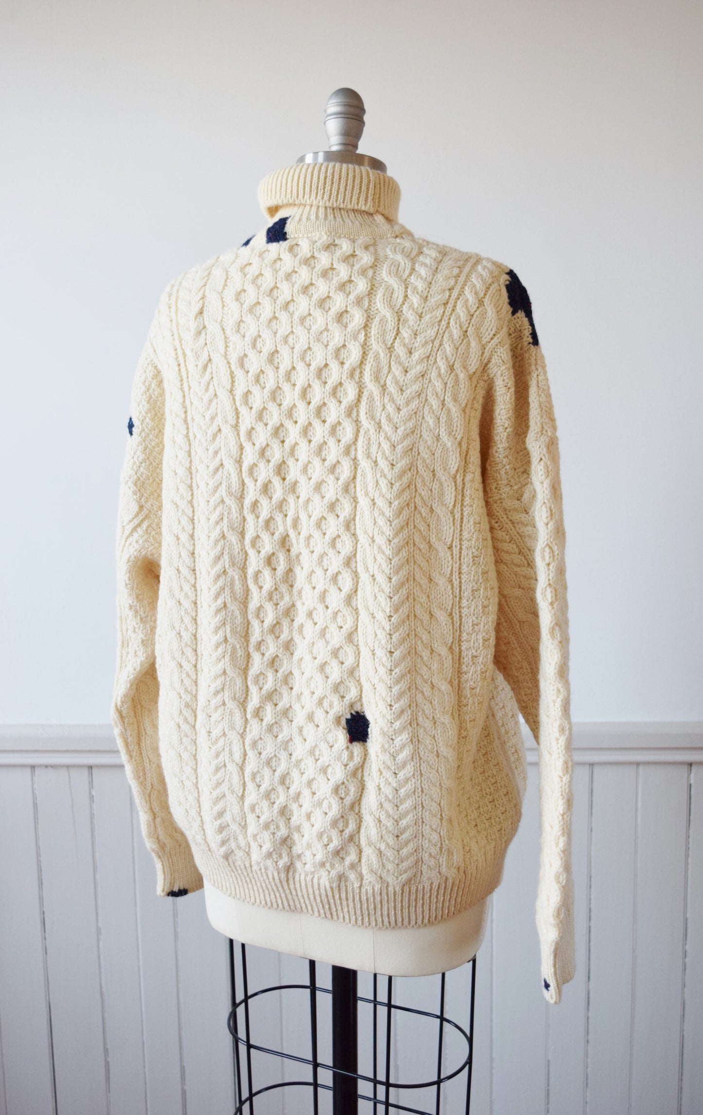 Make-Do Wool Sweater | Irish Cableknit with Custom Mends