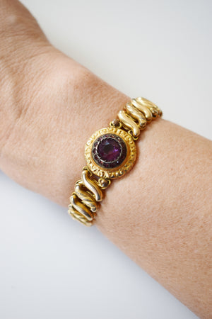 Antique Gold and Amethyst Gem Sweetheart Bracelet