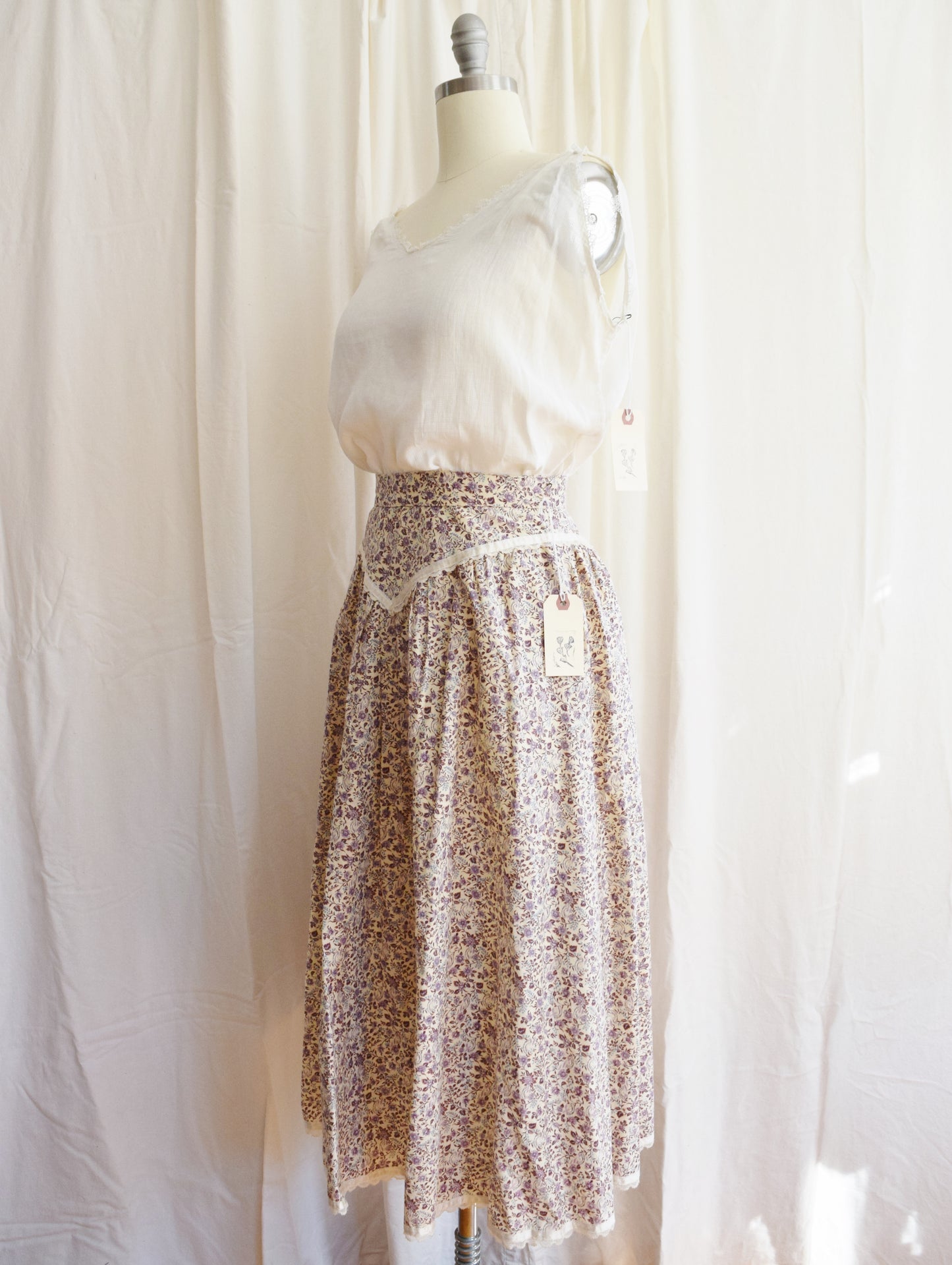 1970s Gunne Sax Prairie Revival Midi Skirt