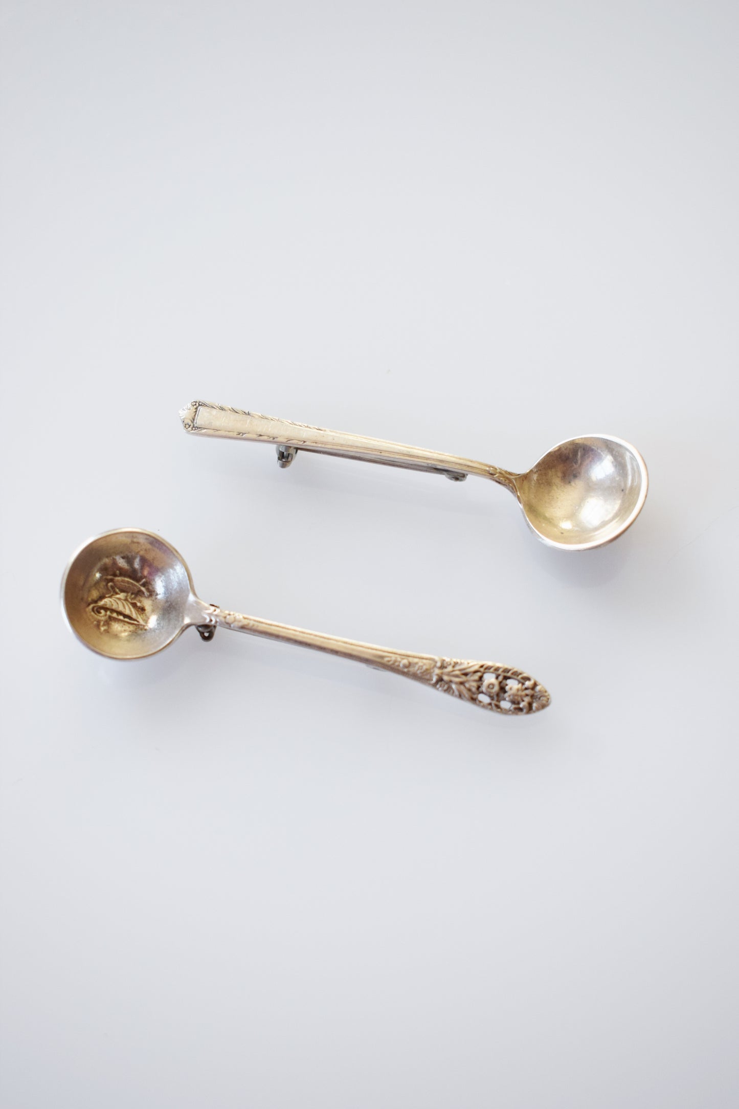 Pair of Vintage Sterling Silver Salt Spoon Pins