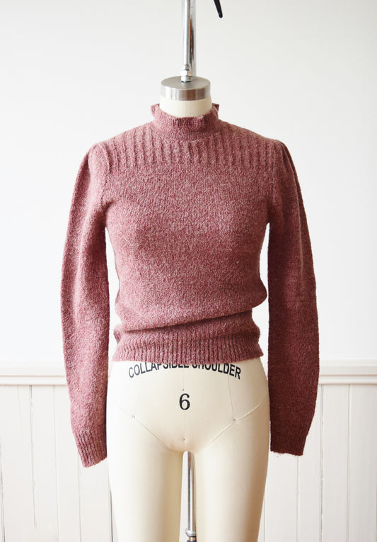 1970s Victoriana Mauve Sweater | XS/S
