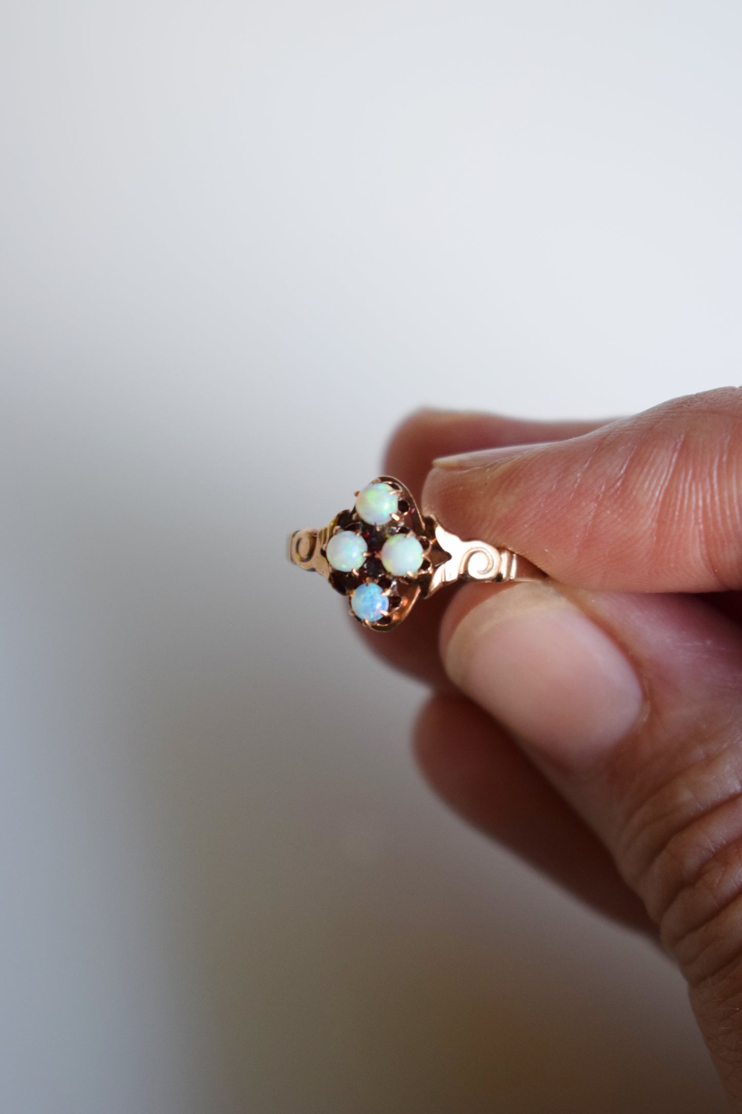 Vintage 10kt Gold and Opal Victorian Revival Ring | size 6 3/4