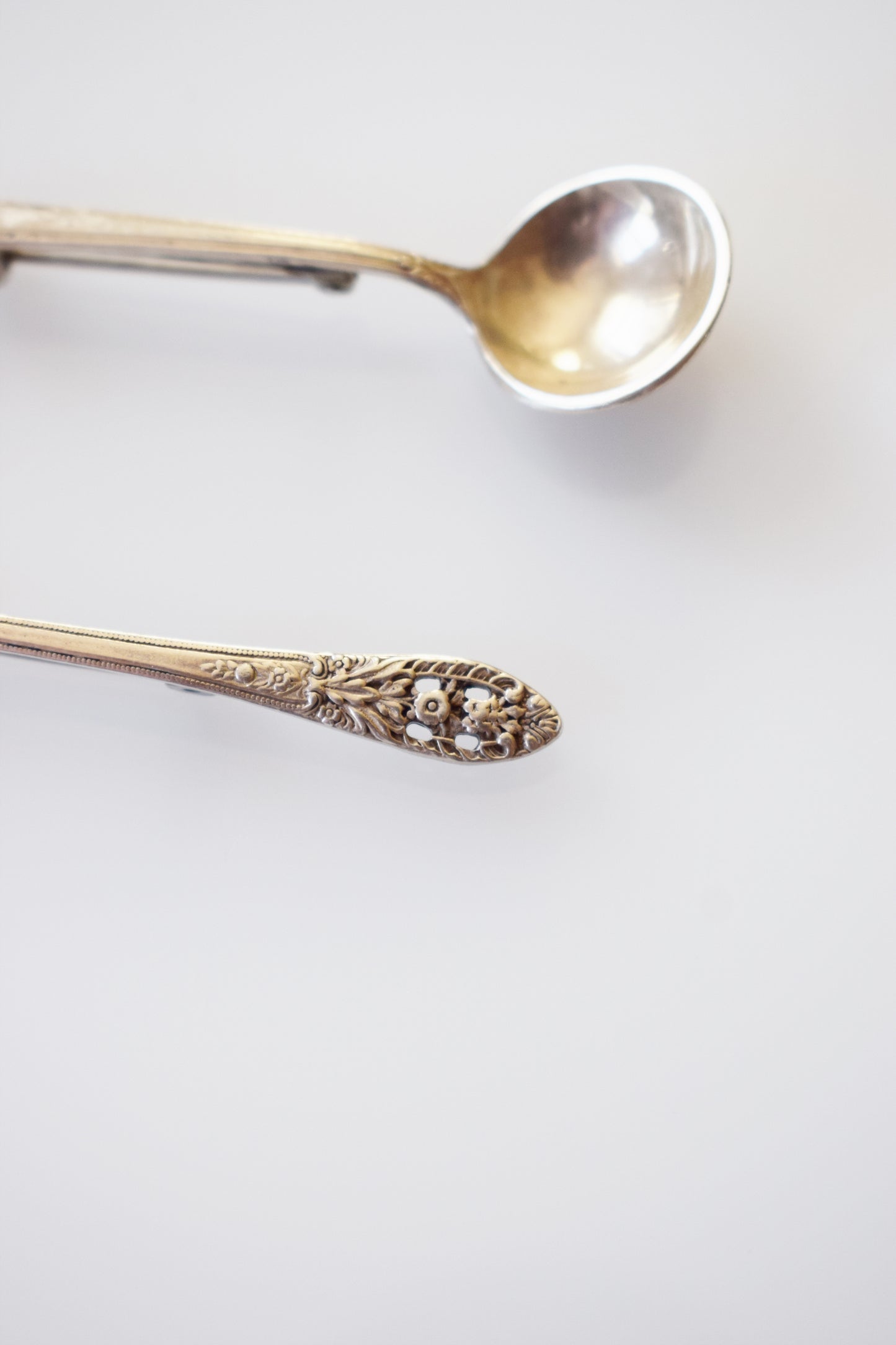 Pair of Vintage Sterling Silver Salt Spoon Pins