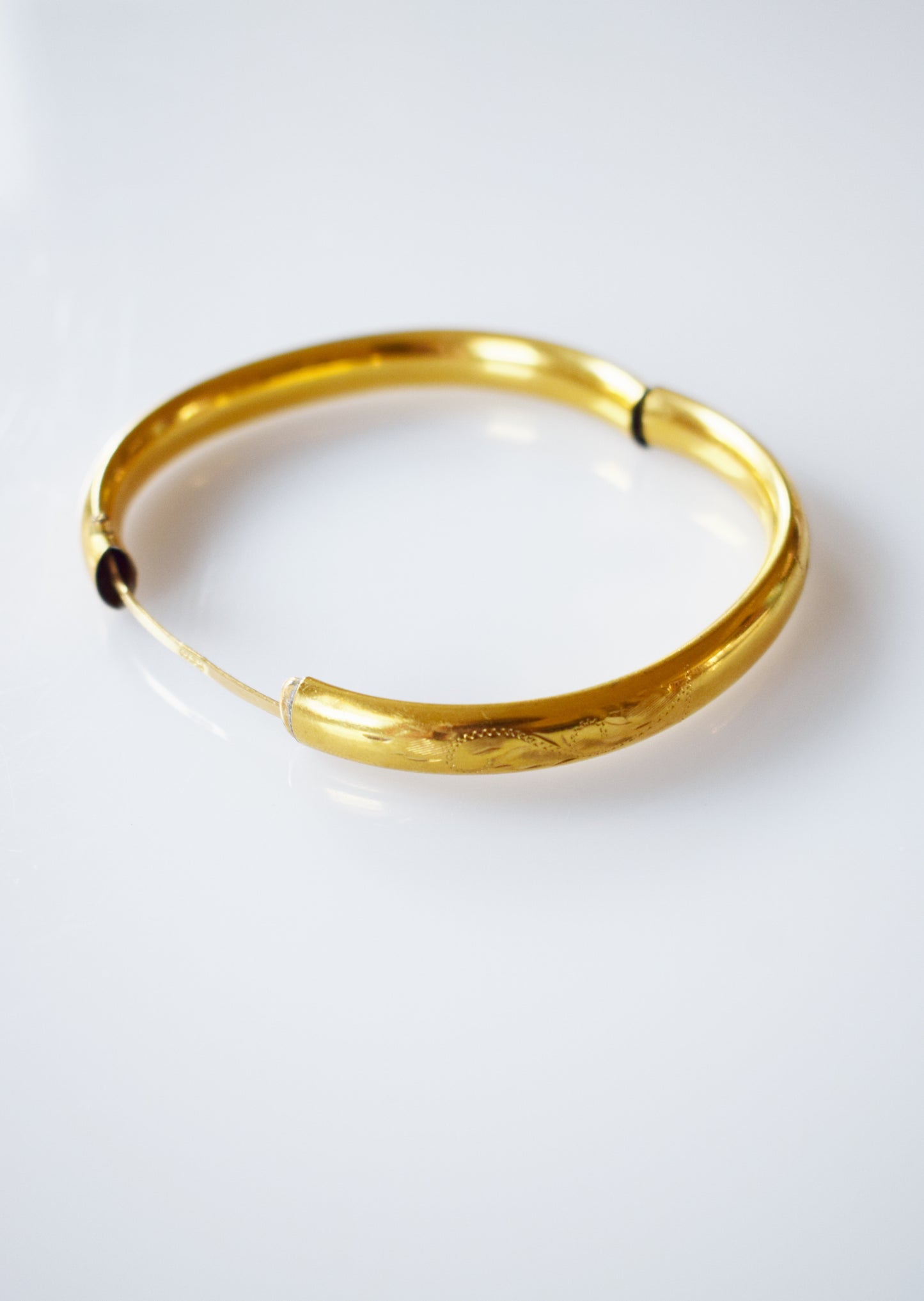 Vintage Gold-filled Bangle Bracelet | Etched Floral Design