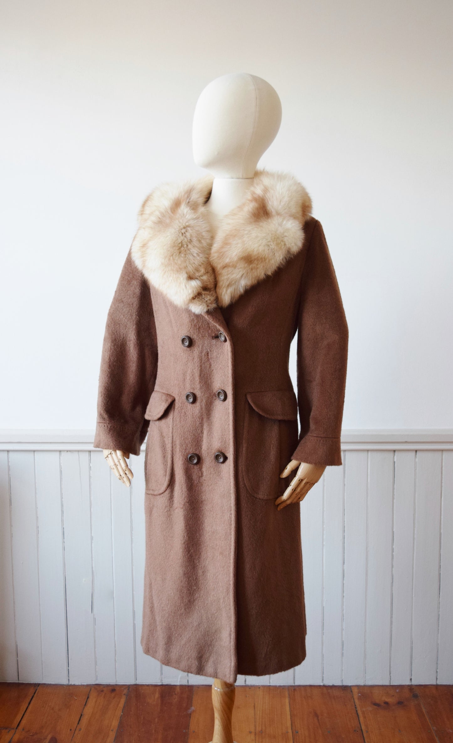 SALE Fox Fur Trimmed Mohair Coat | S/M