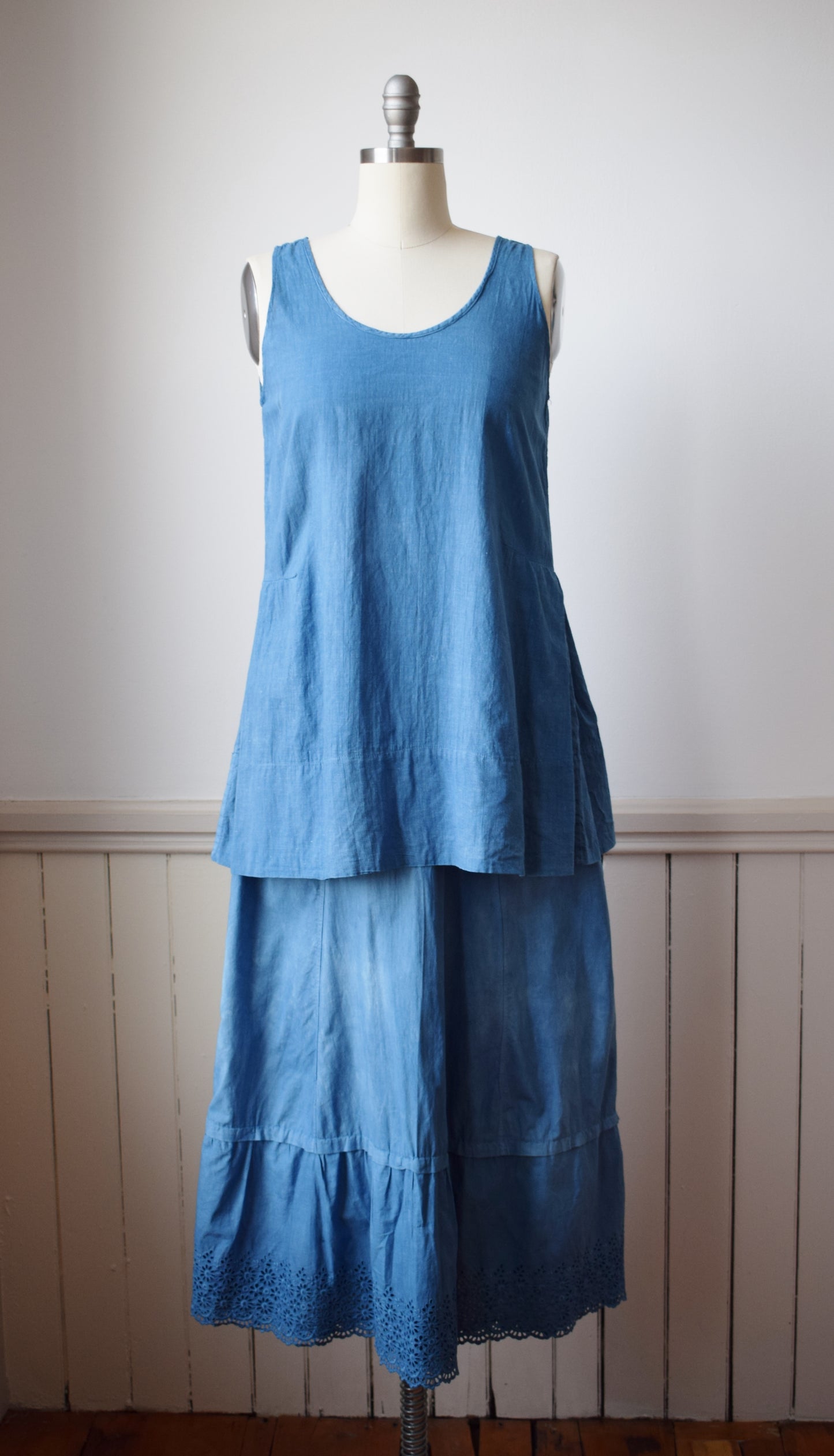 Indigo Dyed Antique Petticoat Skirt | M/L