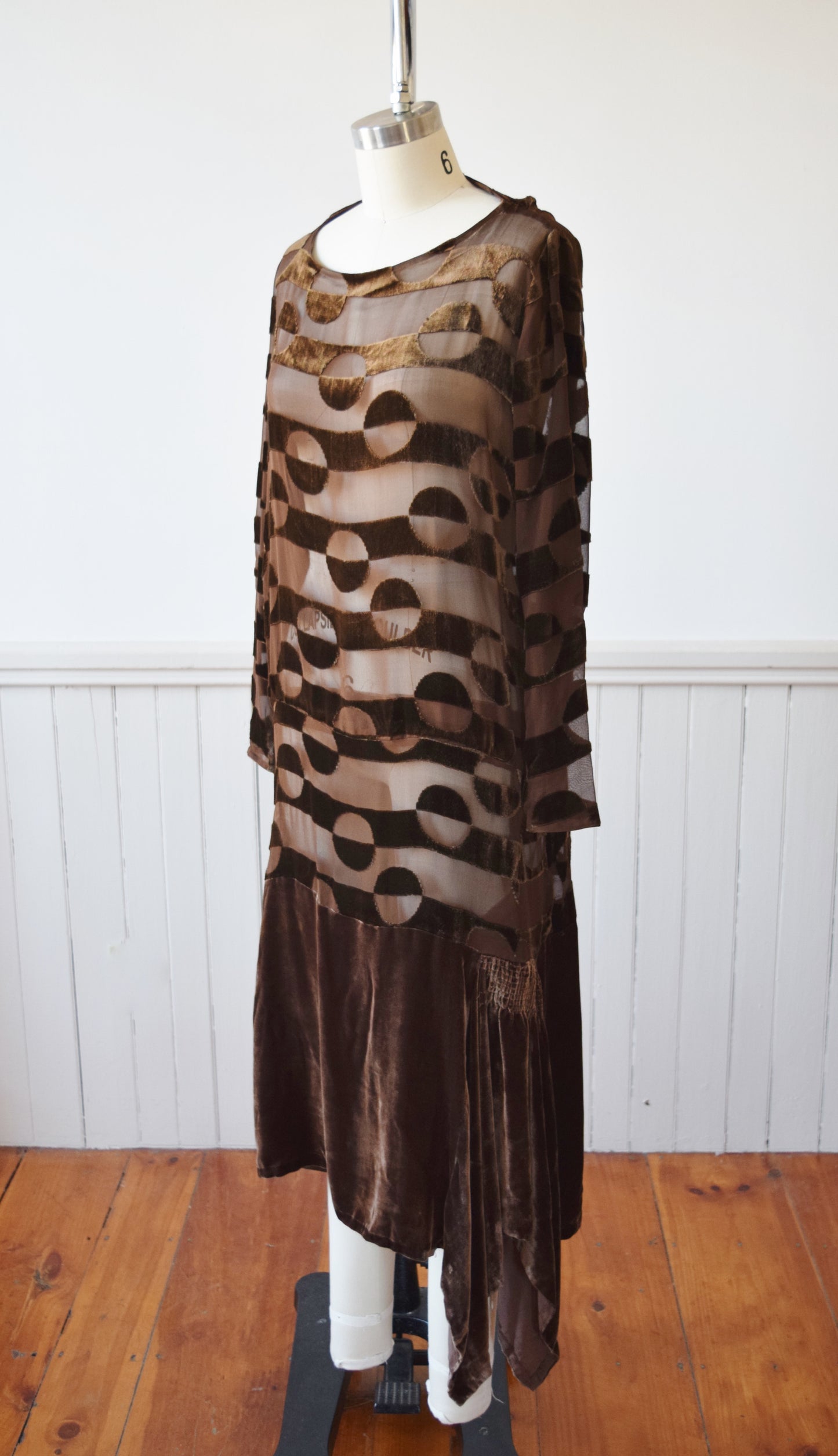 1920s Deco Devore Velvet Dress | S
