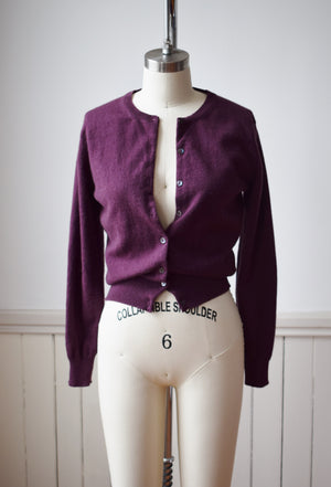Eggplant Purple Scottish Cashmere Cardigan | S