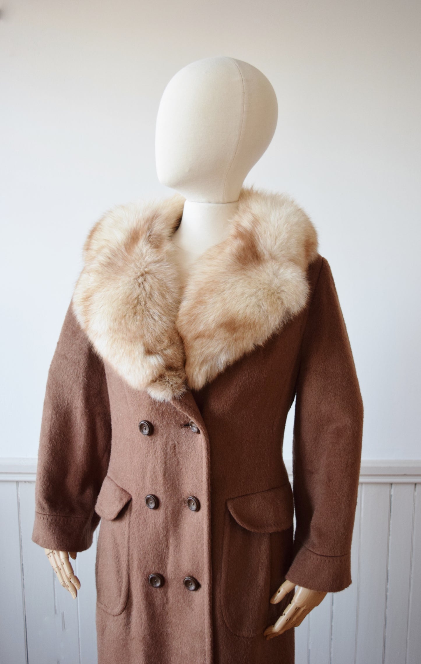 SALE Fox Fur Trimmed Mohair Coat | S/M