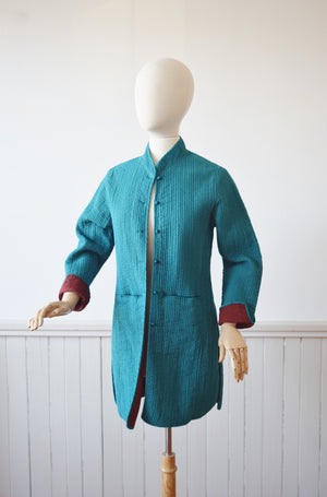 Long Line Quilted Teal Jacket | S/M